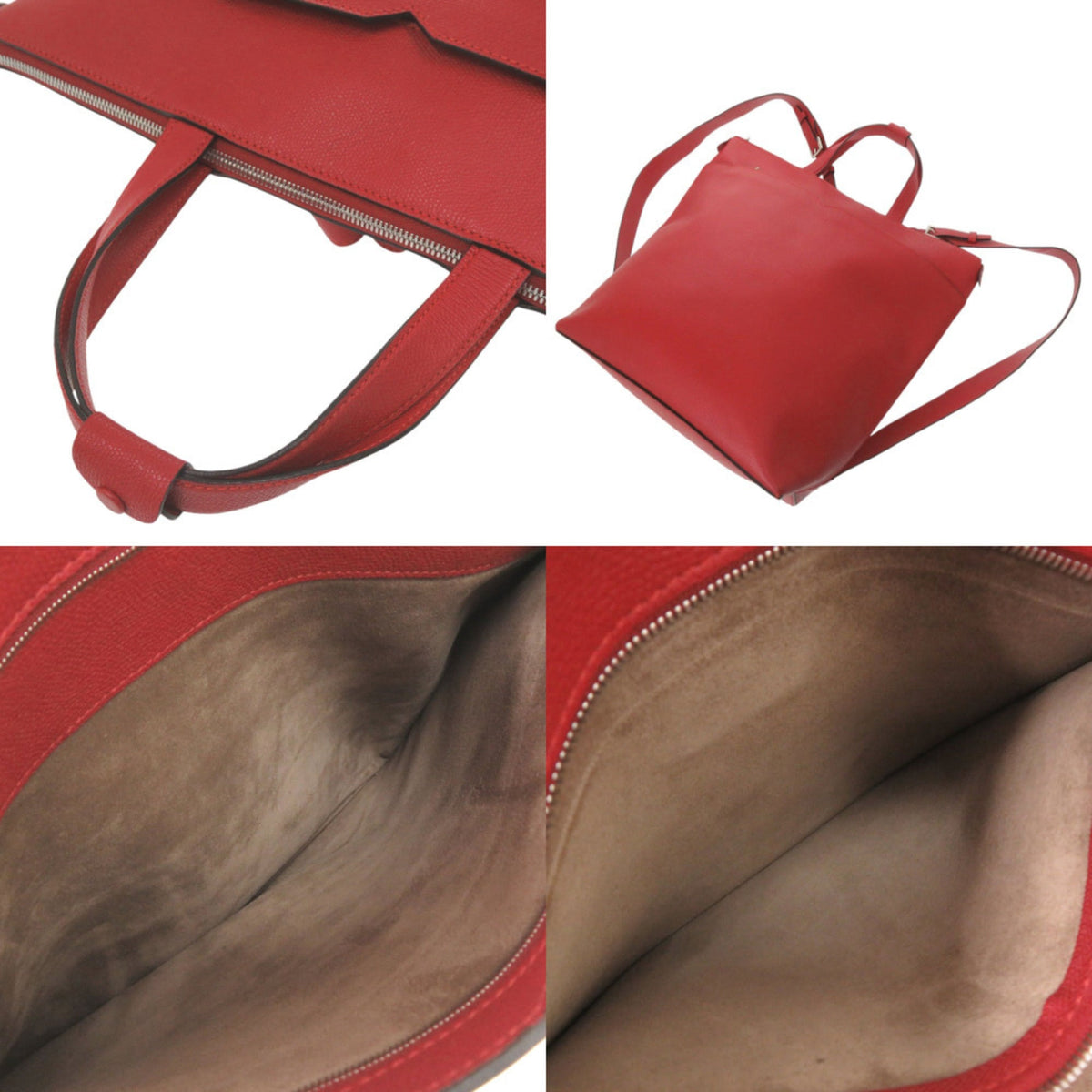 Valextra Red Color Leather Tote Bag (Pre-Owned)