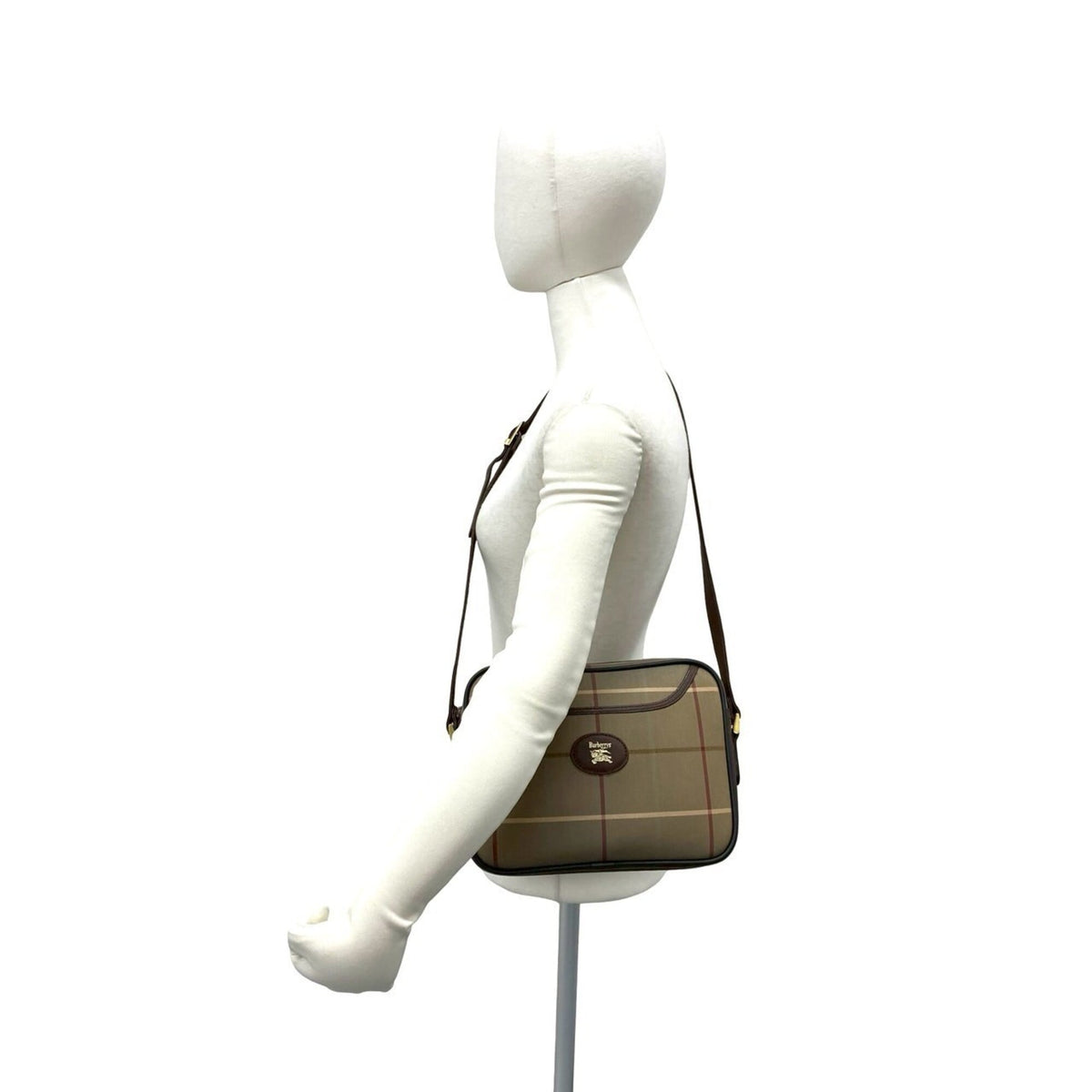 Burberry Brown Khaki Canvas Leather Shoulder Bag (Pre-Owned)