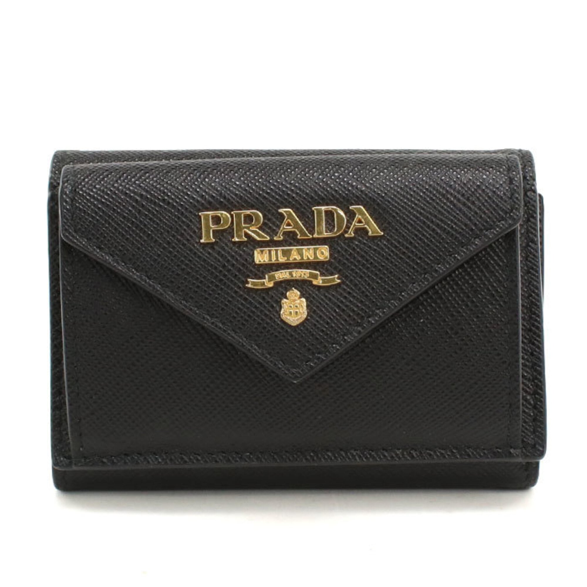Prada Black Leather Wallet (Tri-Fold) (Pre-Owned)