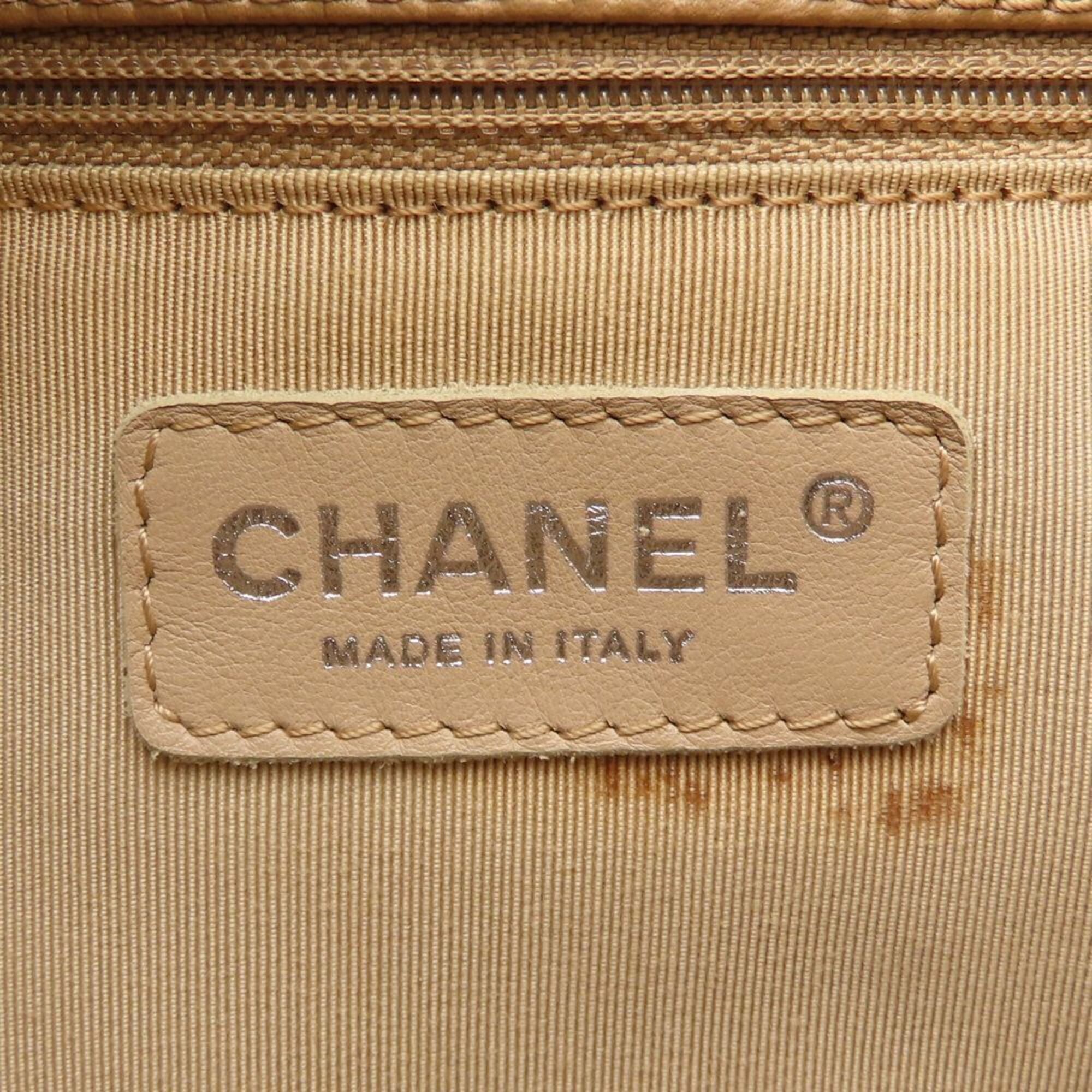 Chanel Beige Grained Calfskin Shoulder Bag Tote Bag (Pre-Owned)