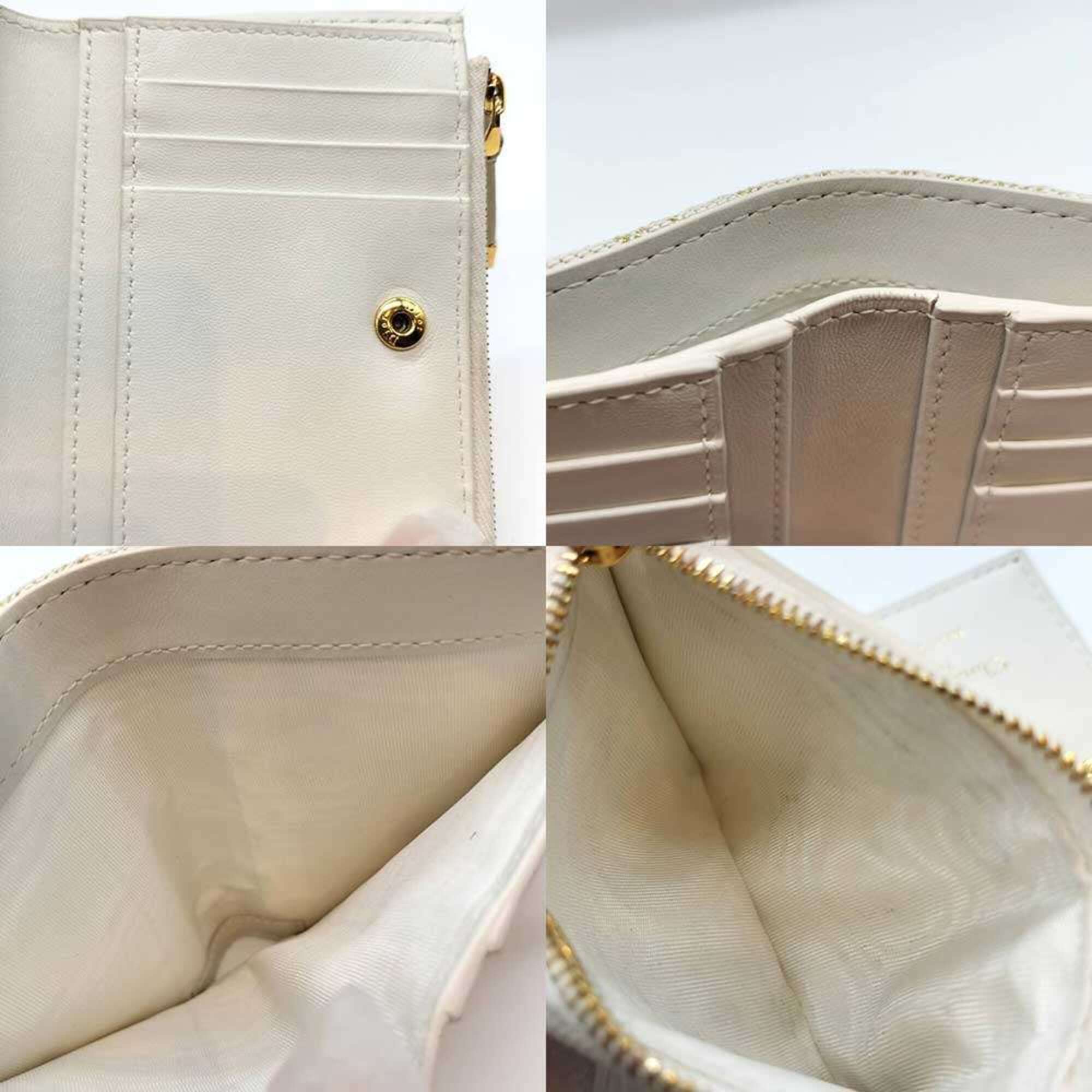 Christian Dior White Jacquard Wallet (Bi-Fold) (Pre-Owned)