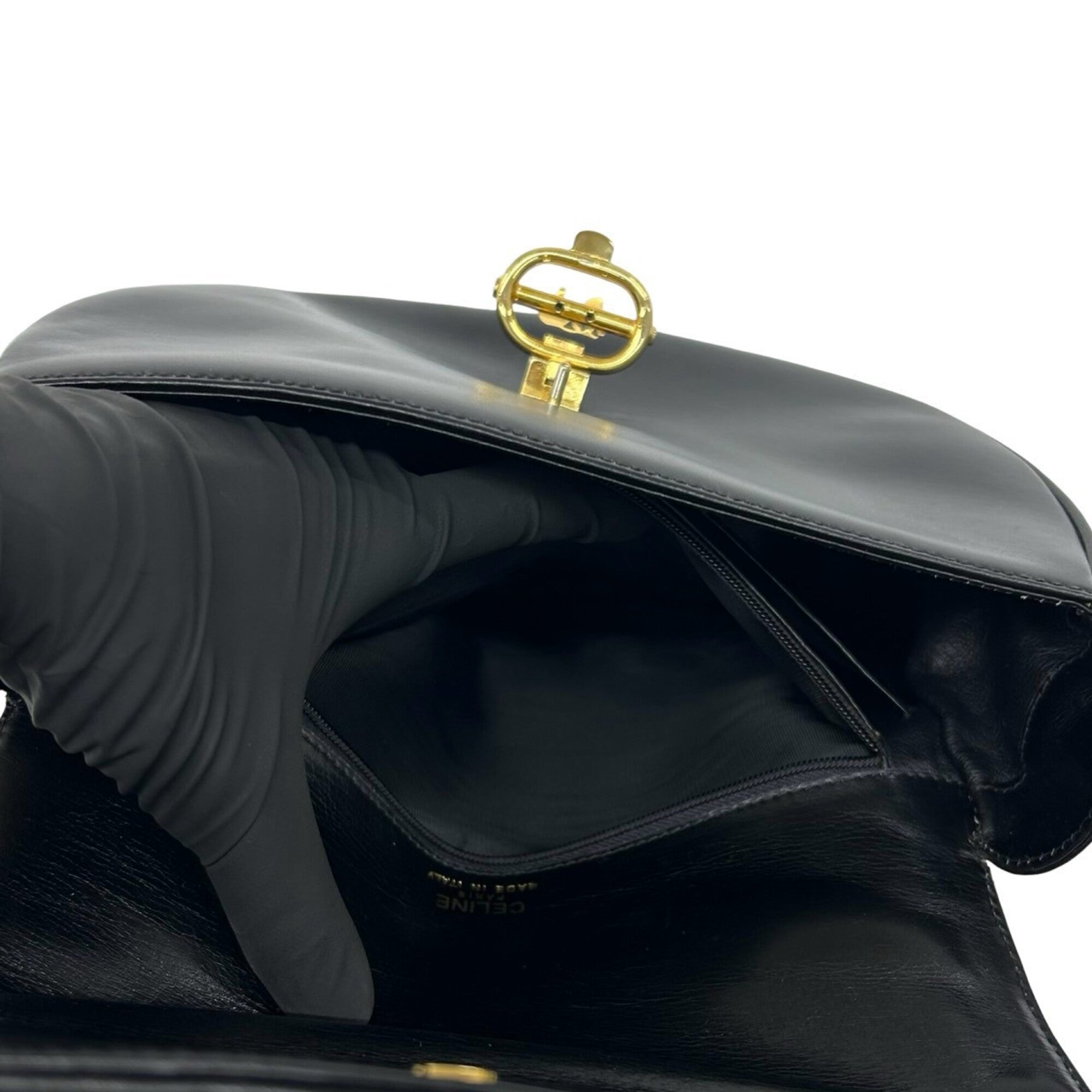 Celine Black Leather Pochette Shoulder Bag (Pre-Owned)