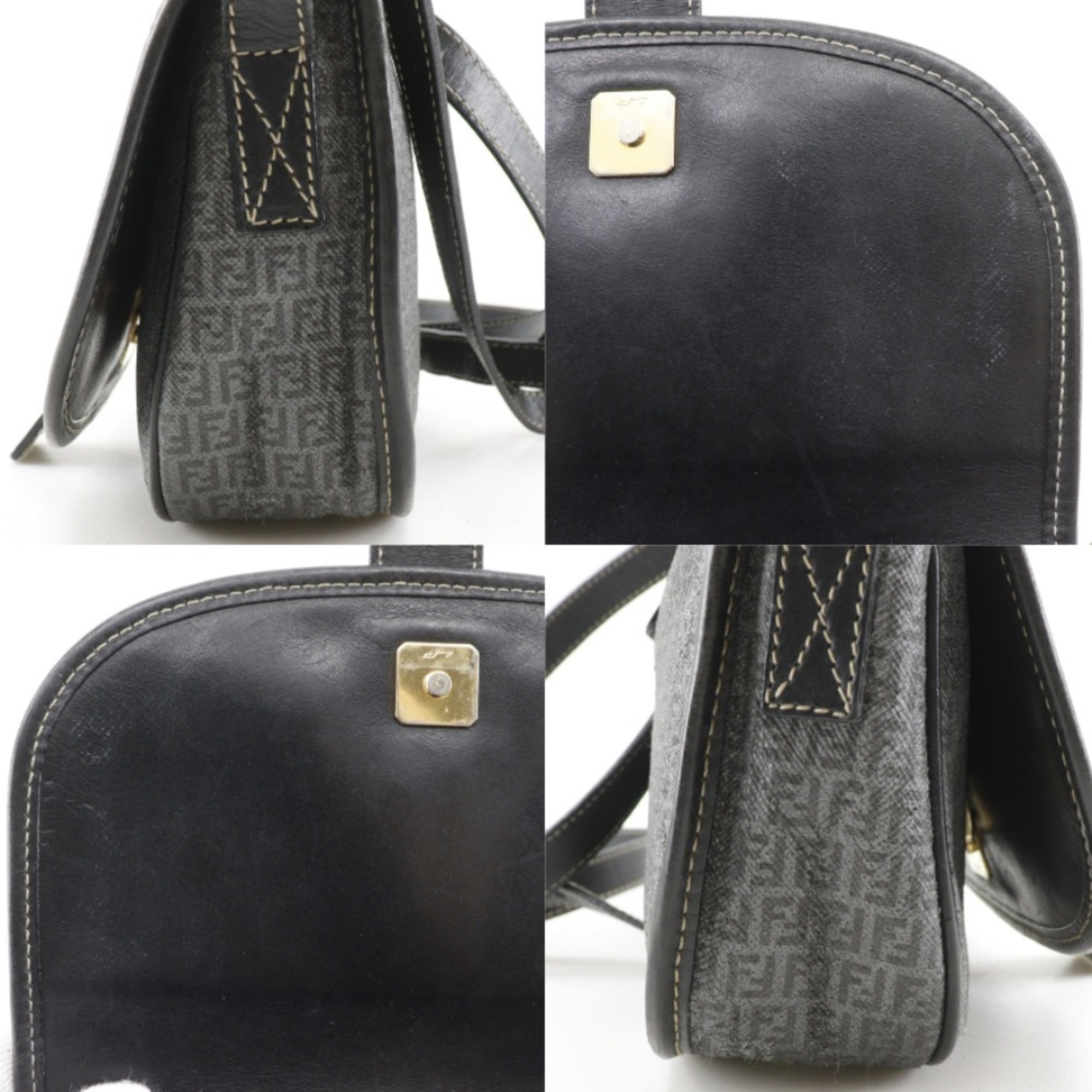 Fendi Zucchino Gray Zucchino Pochette Shoulder Bag (Pre-Owned)
