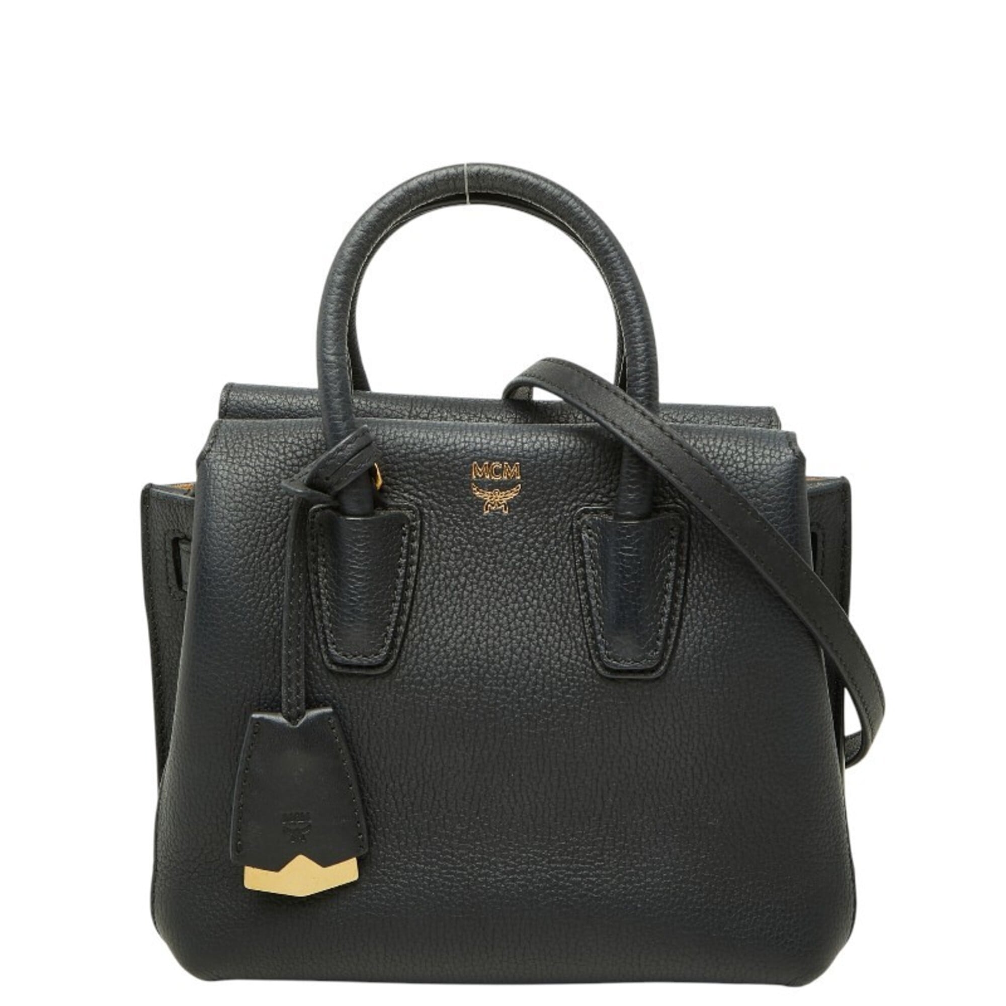 Mcm Black Leather Handbag Shoulder Bag (Pre-Owned)