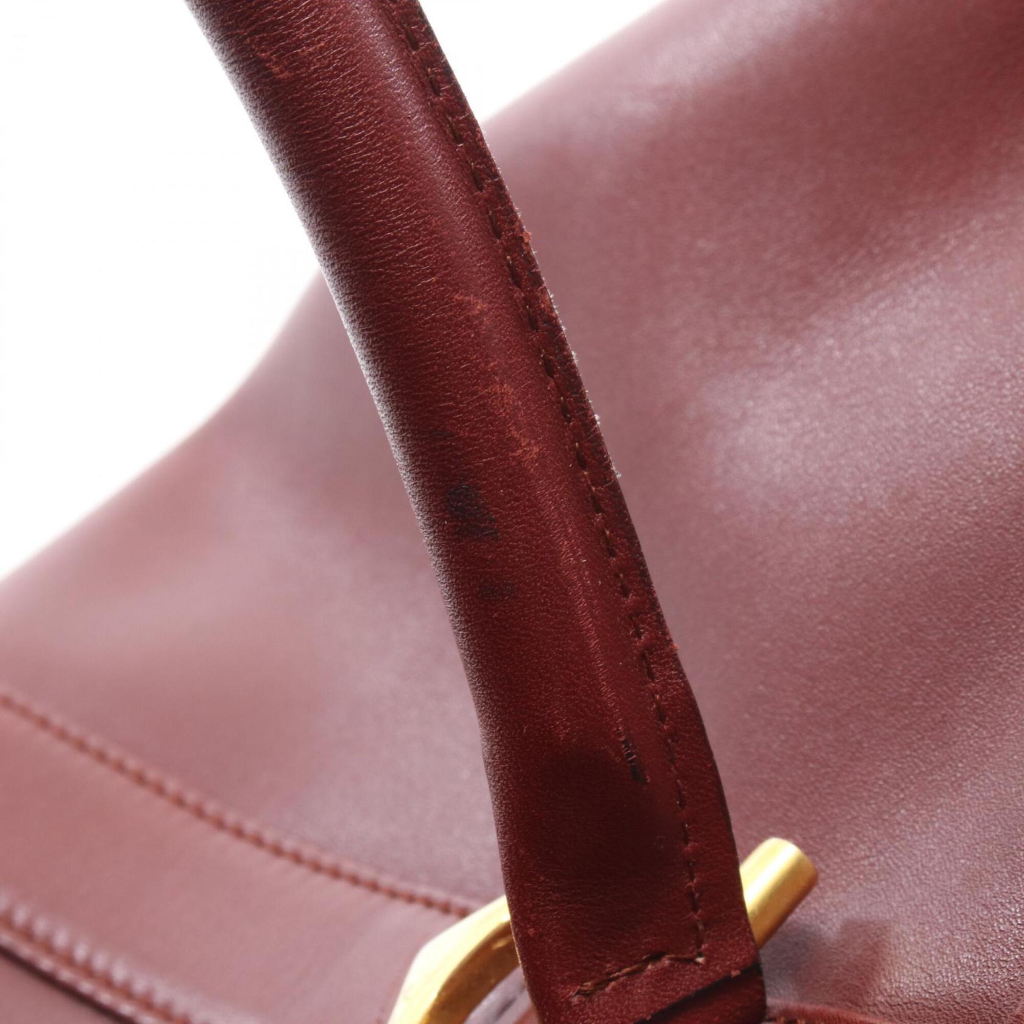 Cartier Bordeaux Leather Boston Bag Handbag (Pre-Owned)