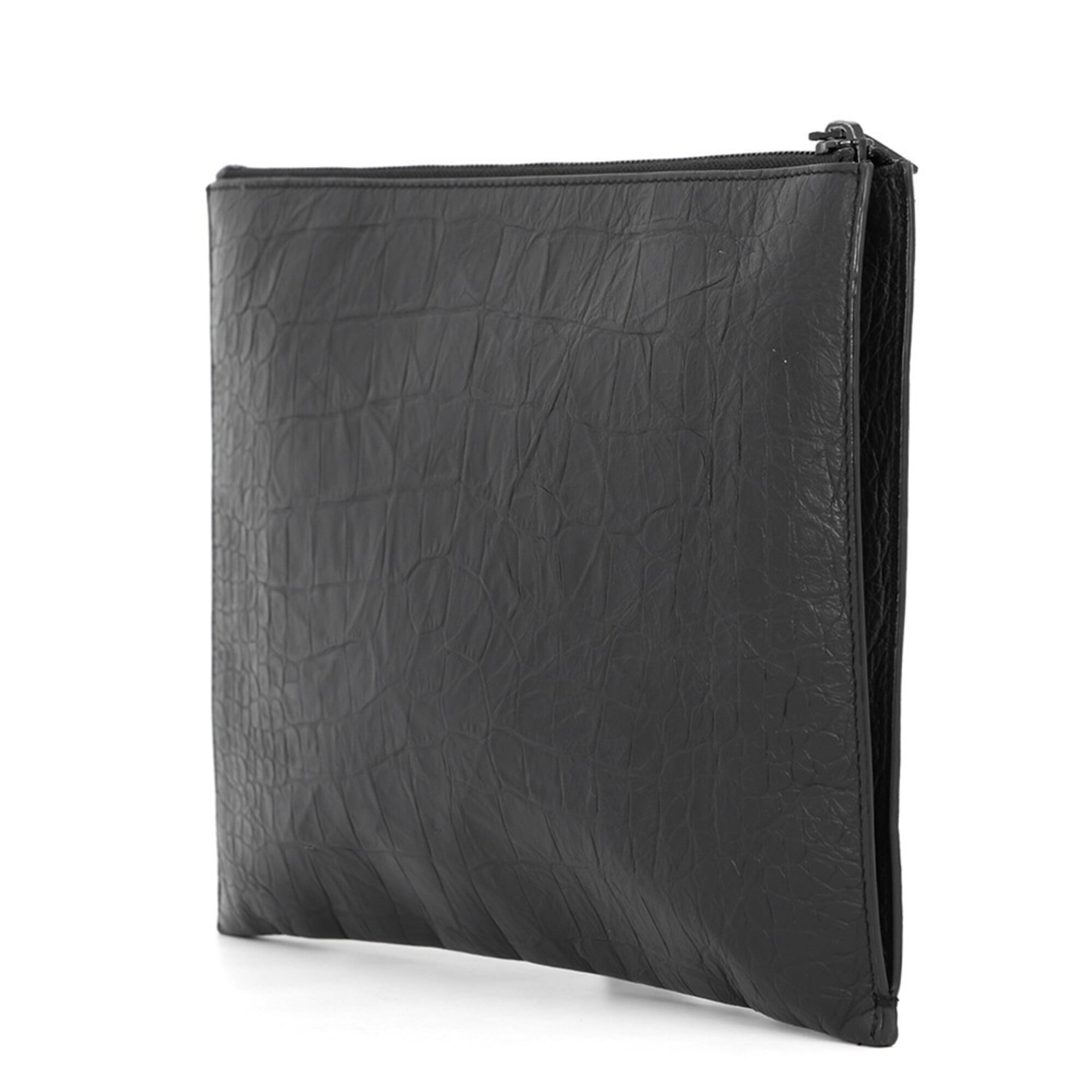 Yves Saint Laurent Black Leather Clutch Bag Handbag (Pre-Owned)