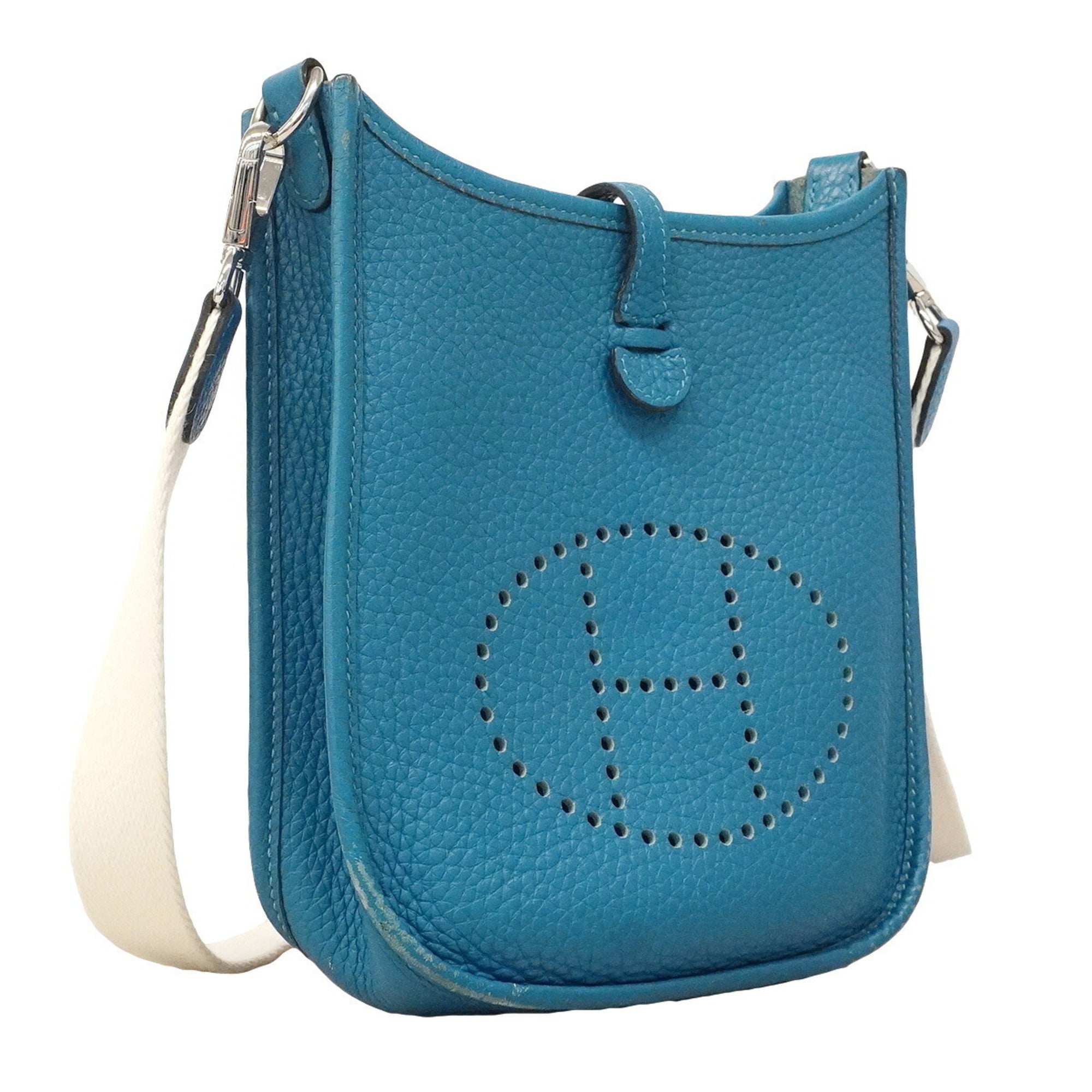 Hermes Blue Taurillon Clemence Leather Shoulder Bag (Pre-Owned)