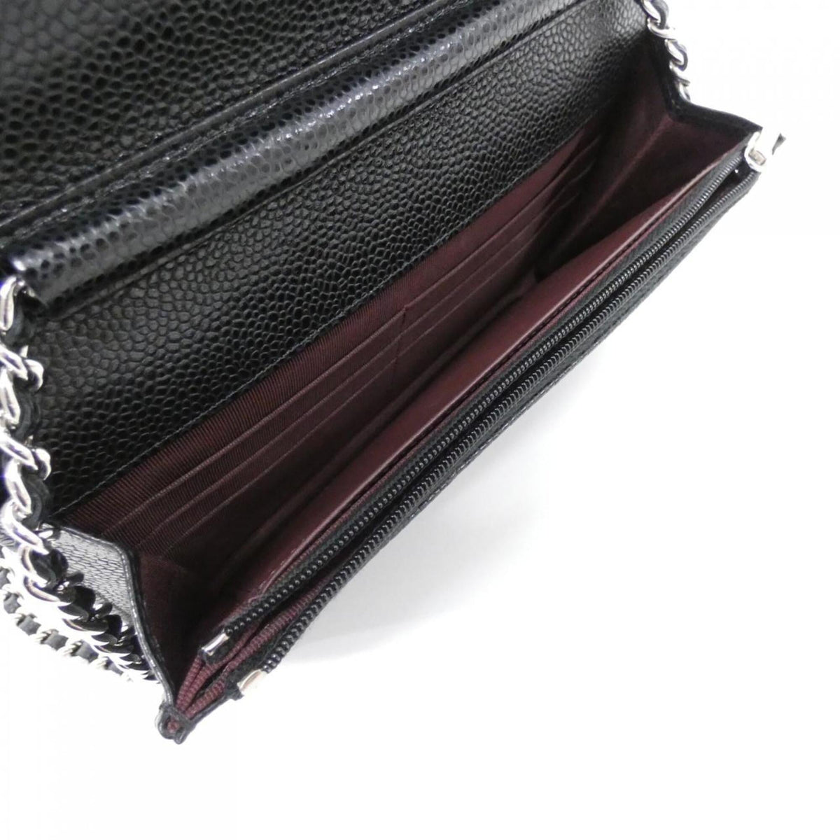 Chanel Black Grained Calfskin Chain/Shoulder Wallet (Pre-Owned)