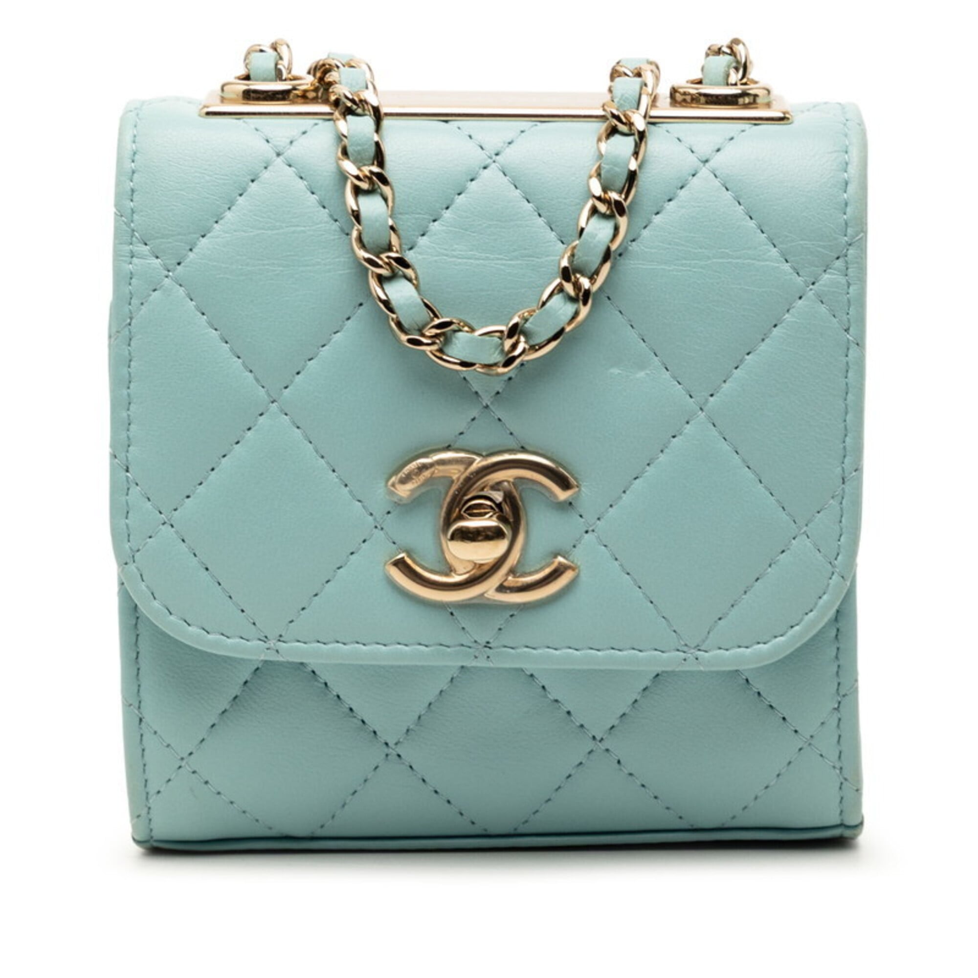 Chanel Light Blue Leather Shoulder Bag (Pre-Owned)