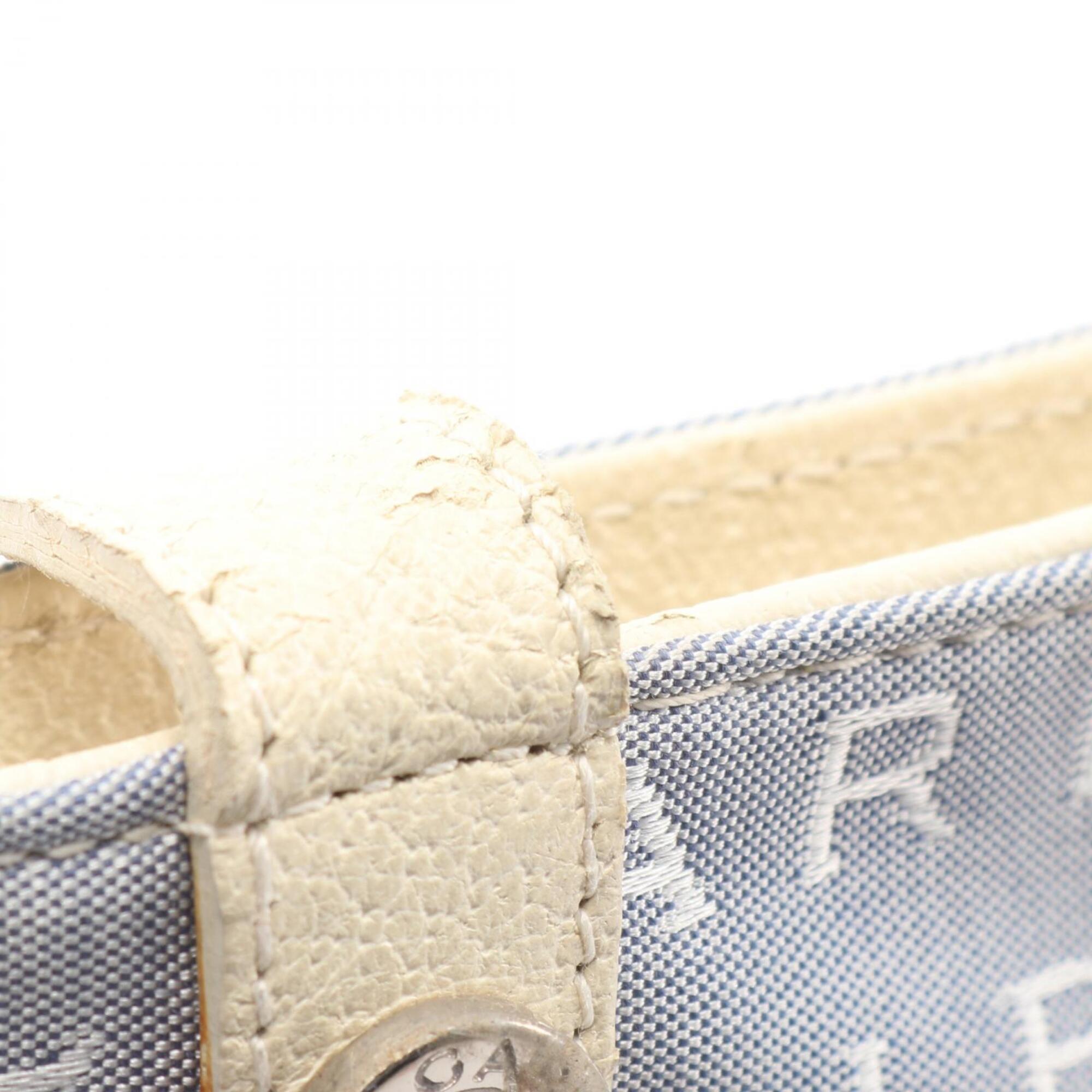 Bvlgari Blue White Canvas Leather Handbag Shoulder Bag (Pre-Owned)