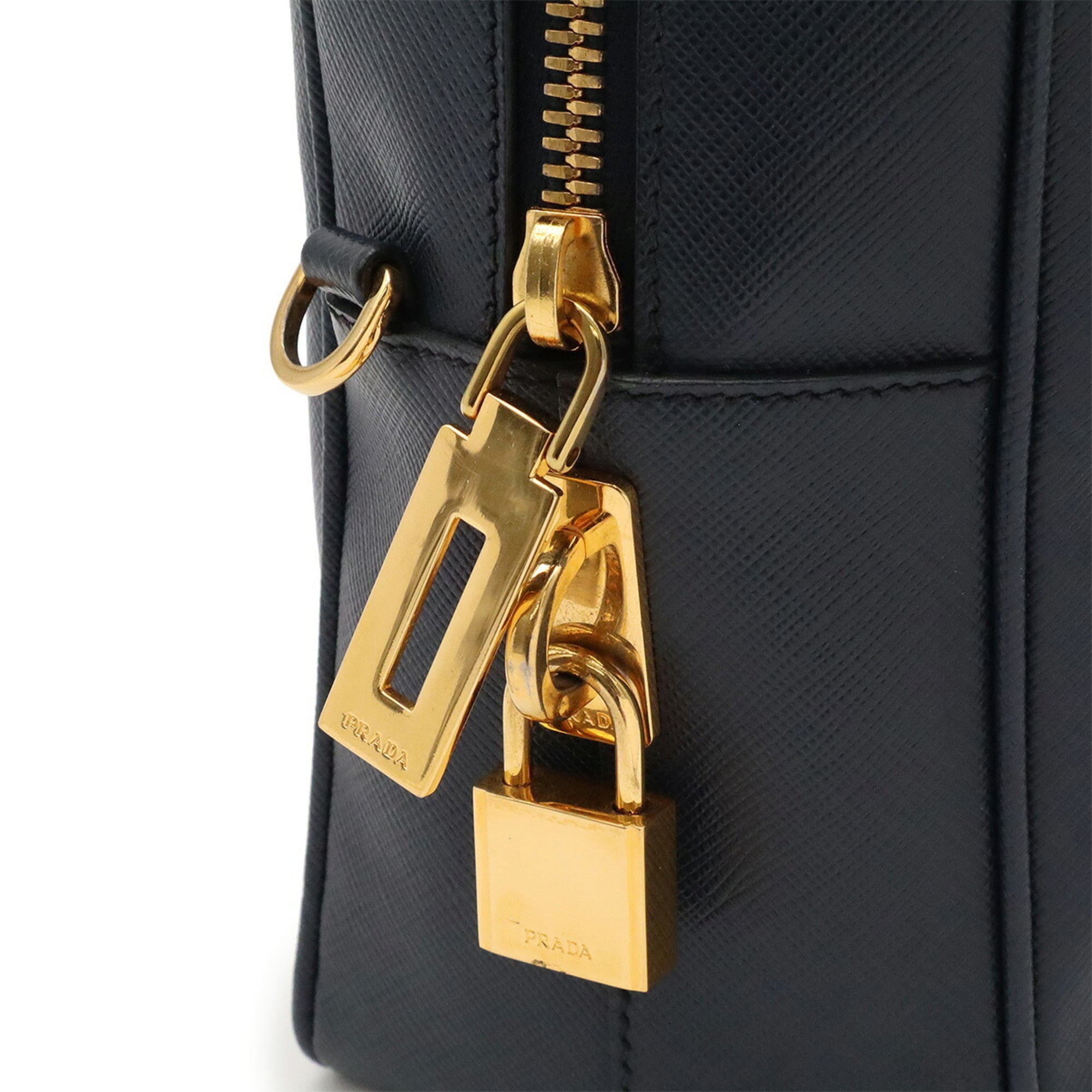 Prada Saffiano Navy Saffiano Handbag Shoulder Bag (Pre-Owned)