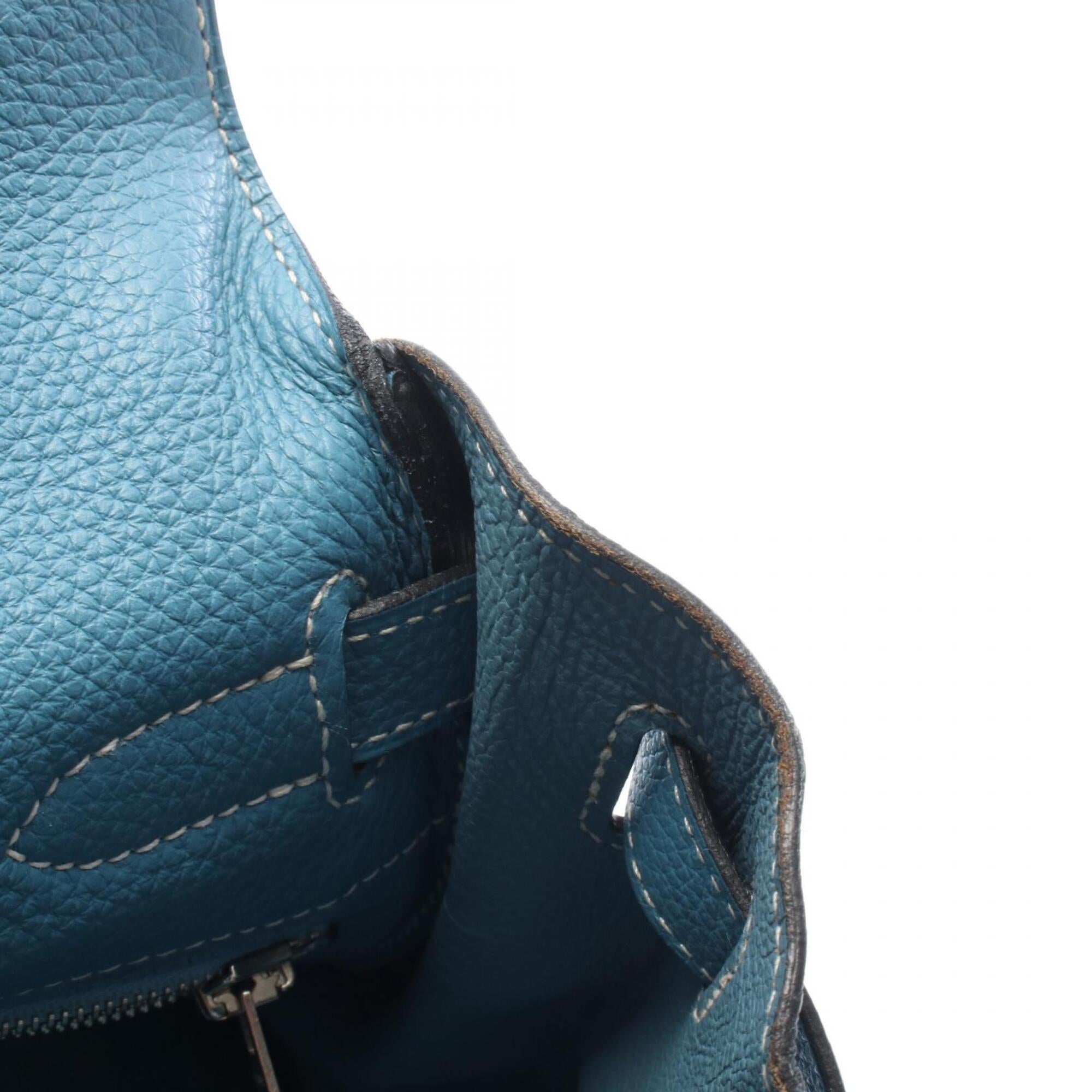 Hermes Blue Blue Jean Togo Leather Handbag (Pre-Owned)