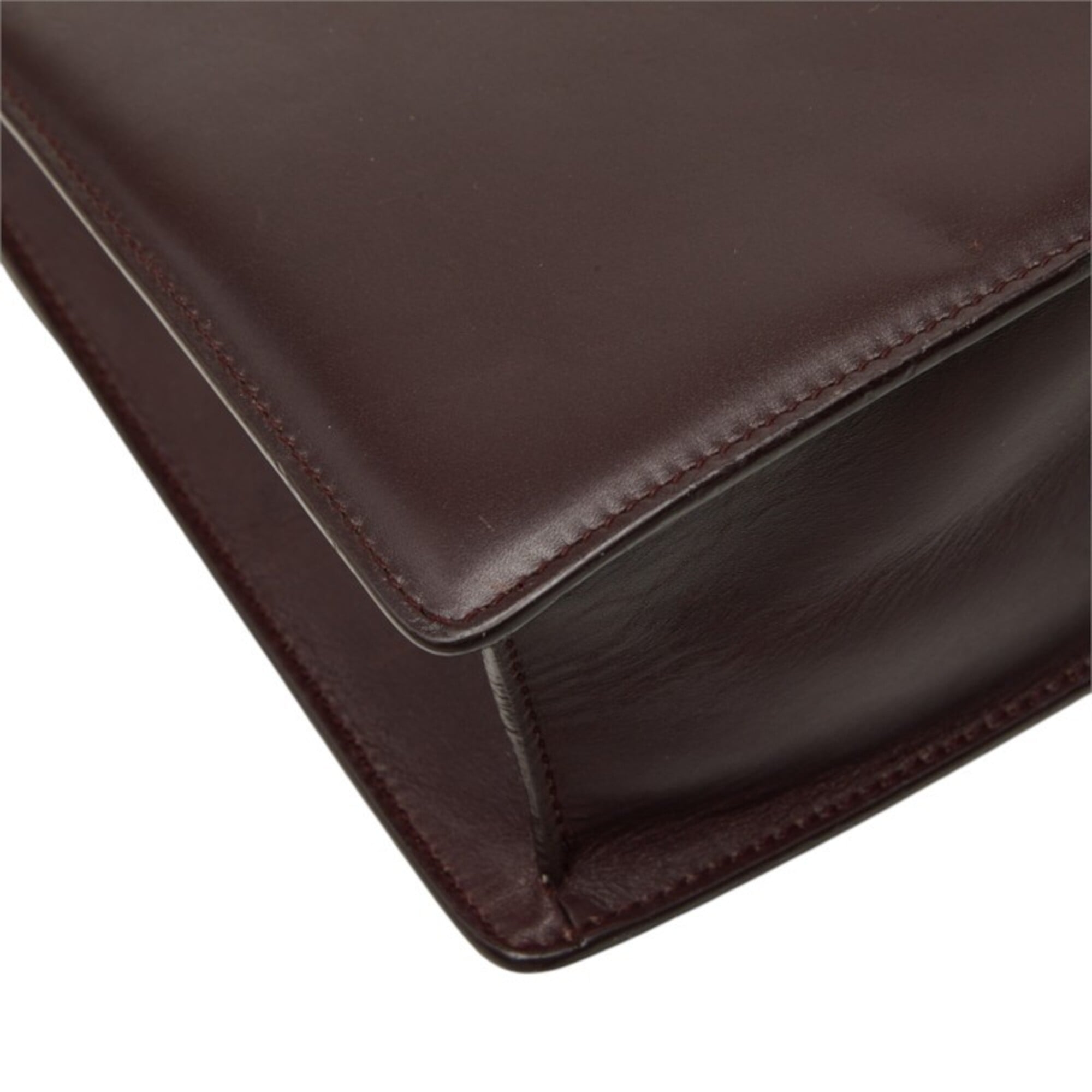 Saint Laurent Red Color Wine Leather Shoulder Bag (Pre-Owned)