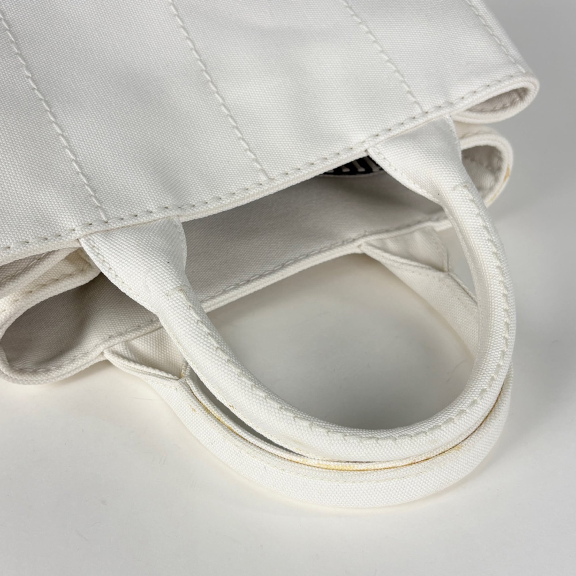 Prada White Canvas Handbag Shoulder Bag Tote Bag (Pre-Owned)