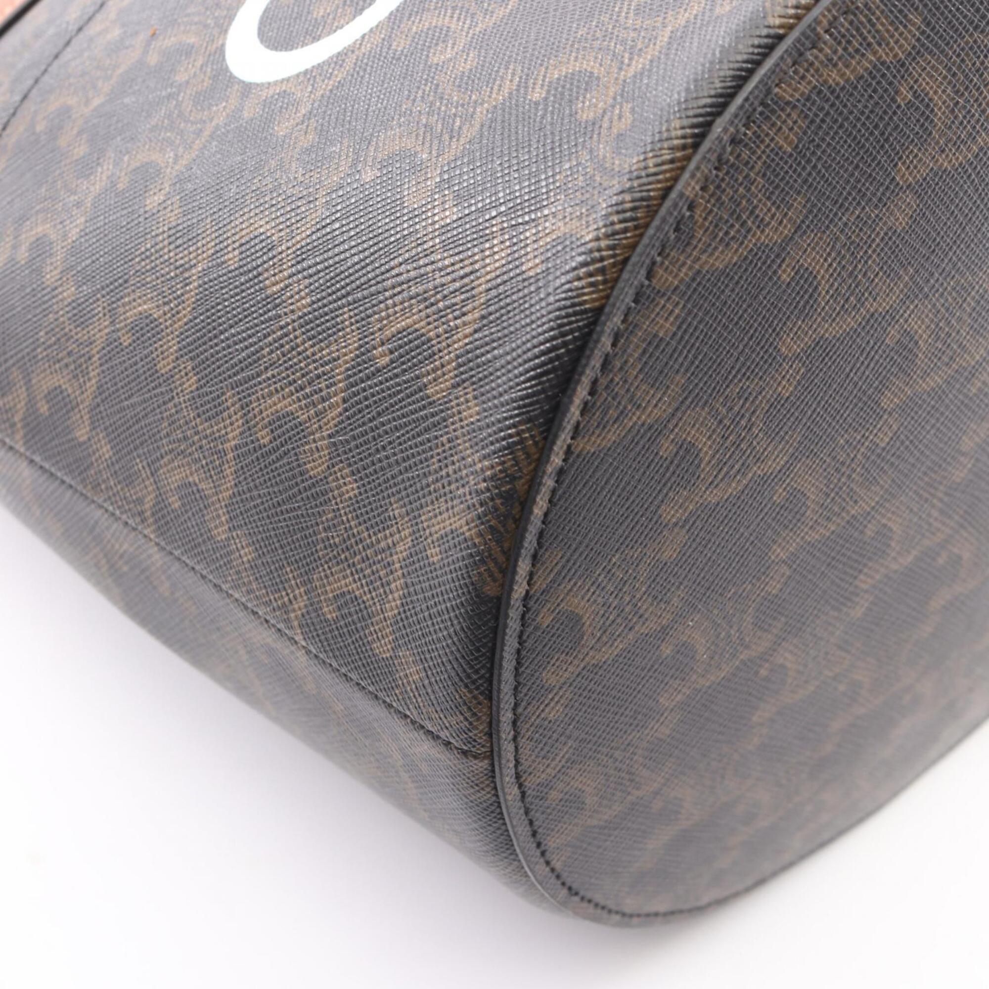 Celine Black Brown Coated Canvas Leather Handbag Shoulder Bag (Pre-Owned)