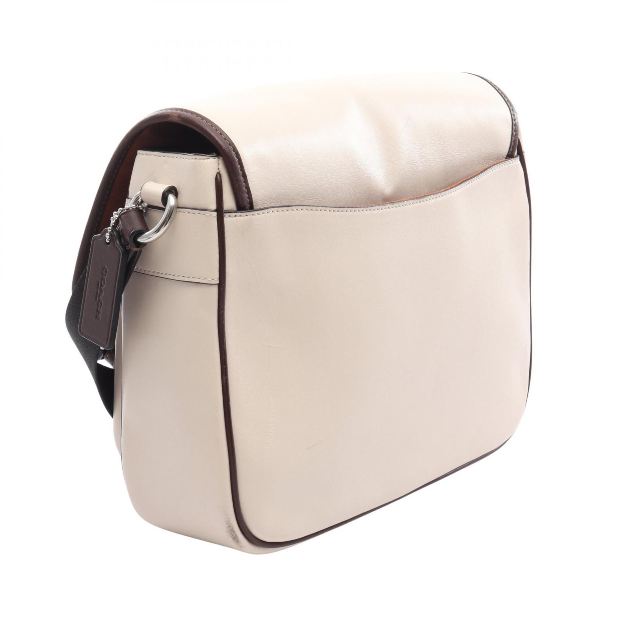 Coach Beige Brown White Leather Pvc Handbag Shoulder Bag (Pre-Owned)