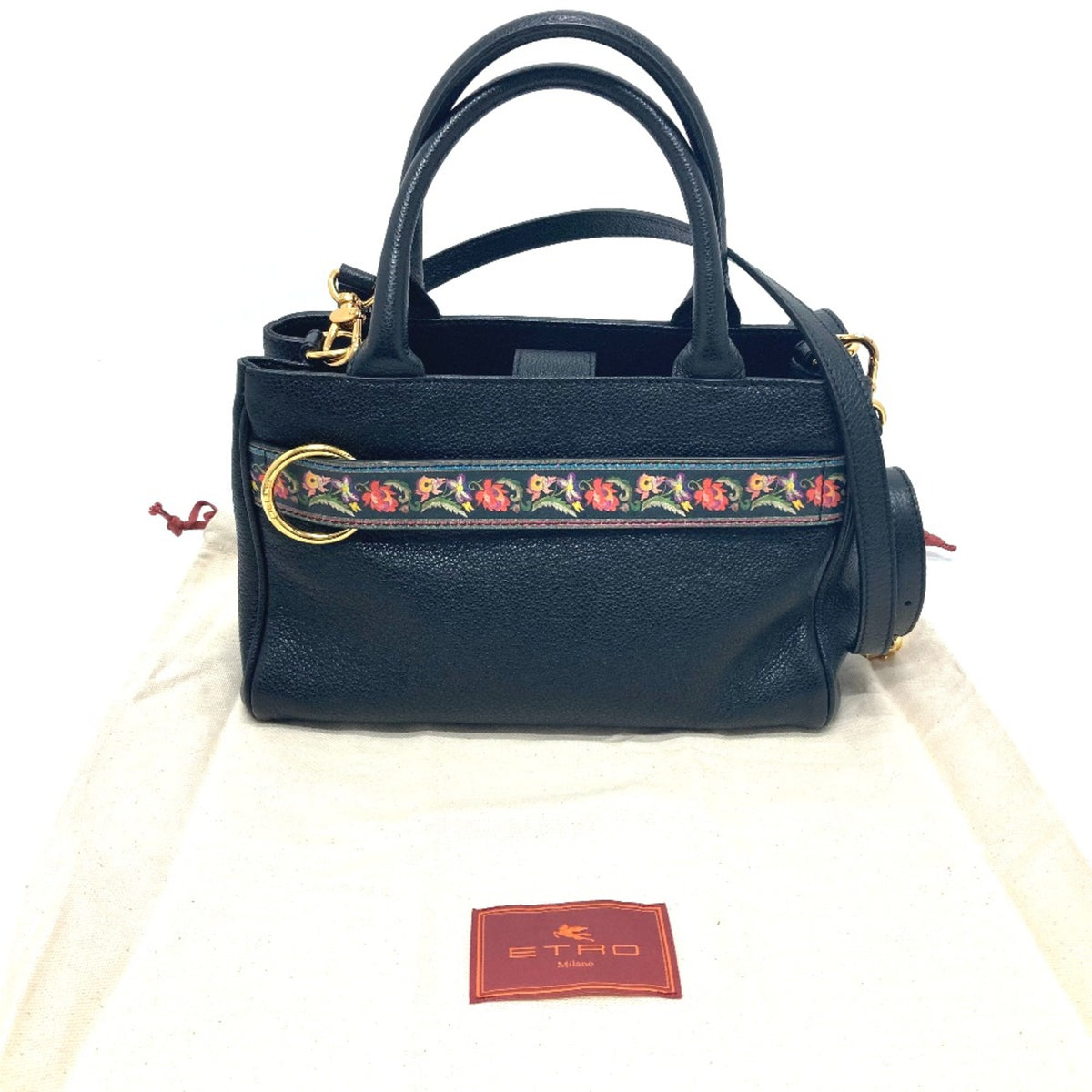 Etro Black Leather Handbag (Pre-Owned)