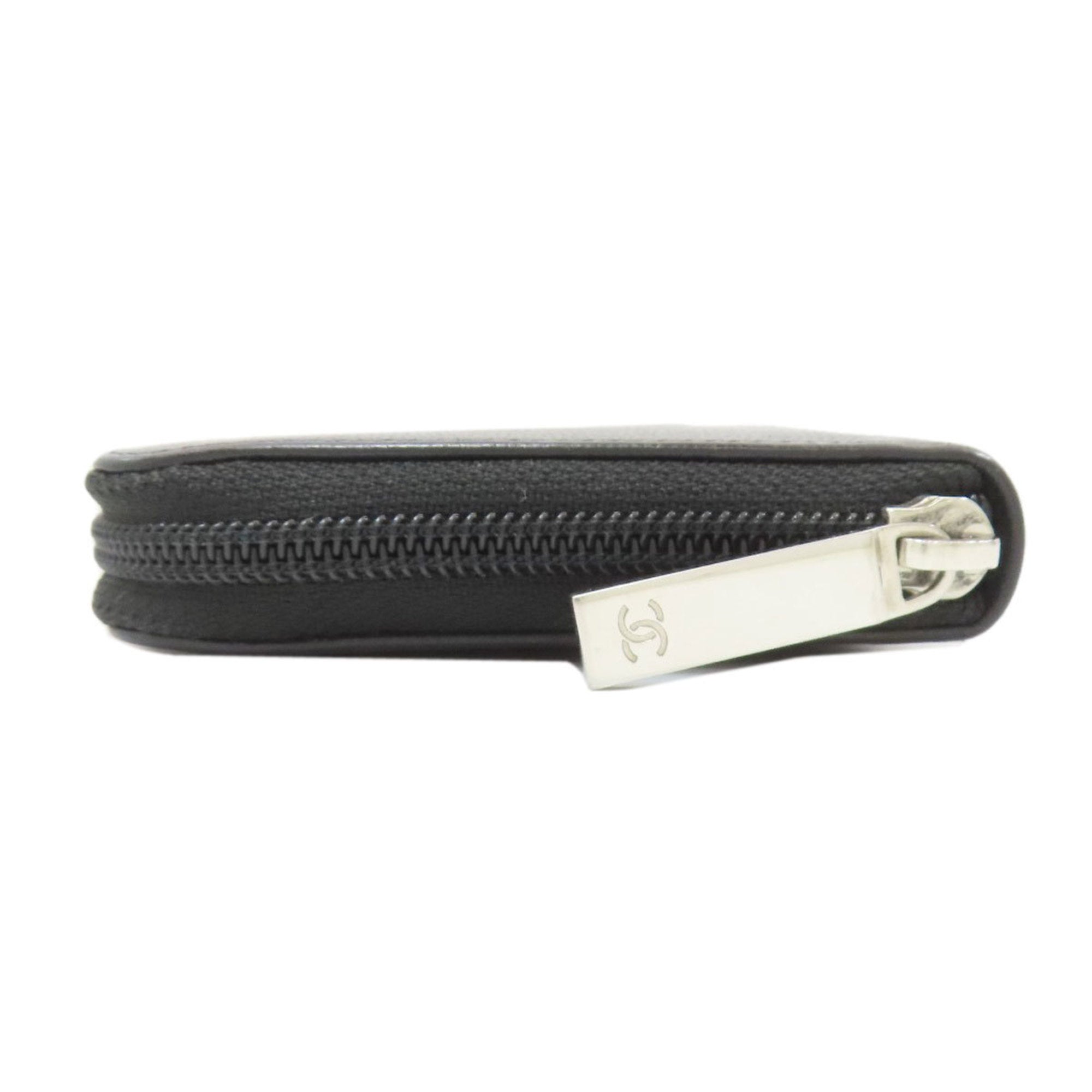 Chanel Black Grained Calfskin Long Wallet (Bi-Fold) (Pre-Owned)