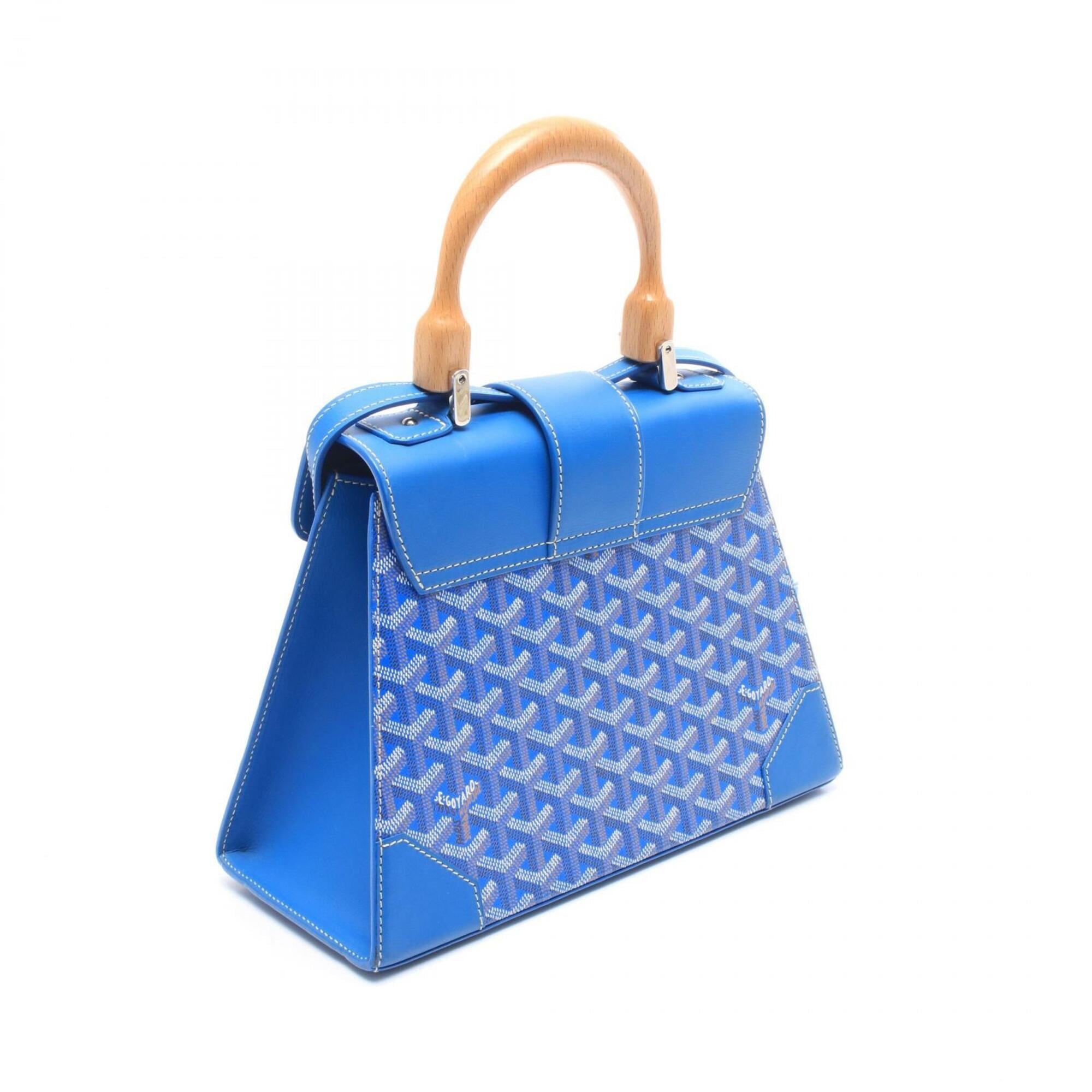 Goyard Blue Multi-Color White Coated Canvas Leather Handbag (Pre-Owned)