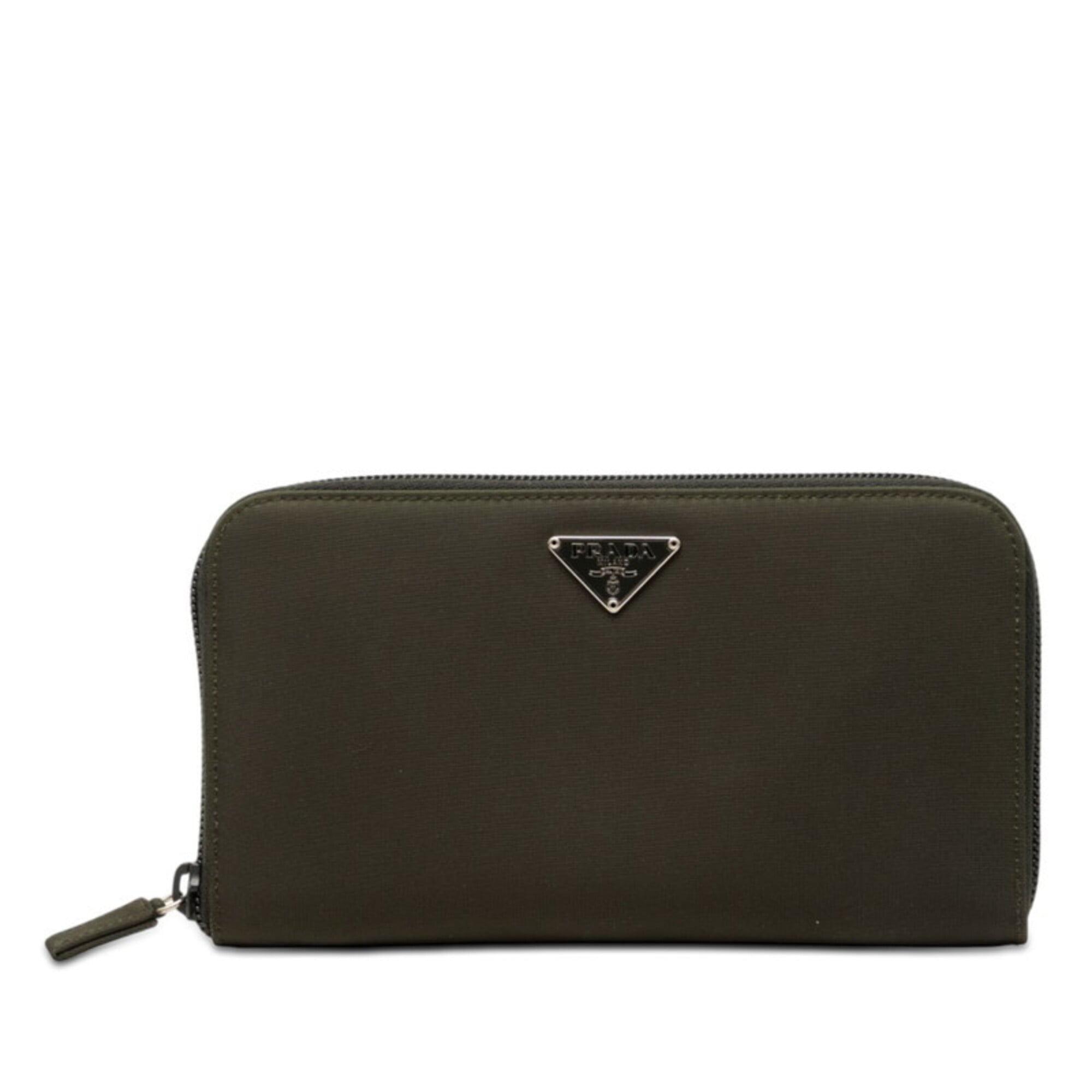 Prada Dark Green Nylon Long Wallet (Bi-Fold) (Pre-Owned)