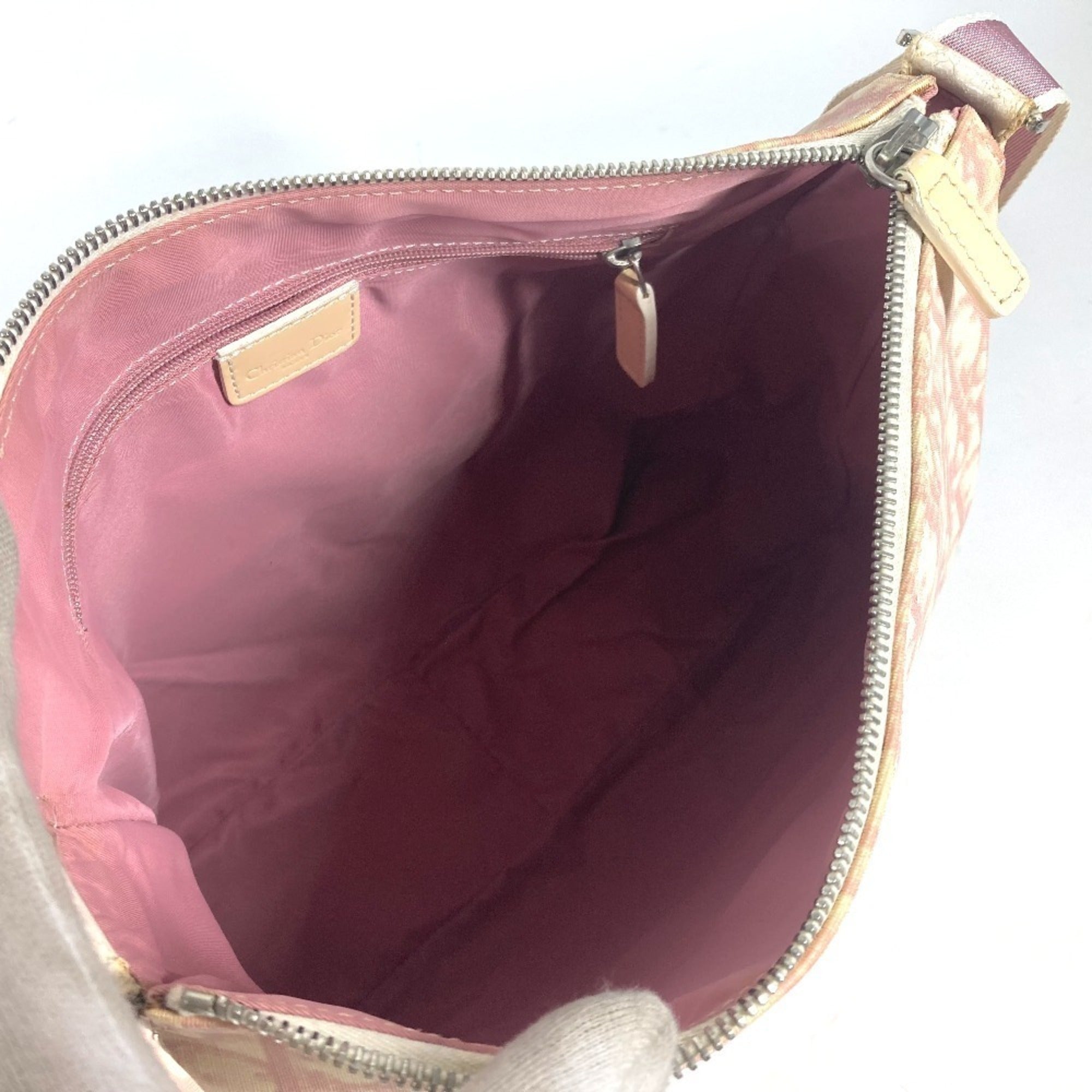 Christian Dior Trotter Pink White Pvc Leather Shoulder Bag (Pre-Owned)