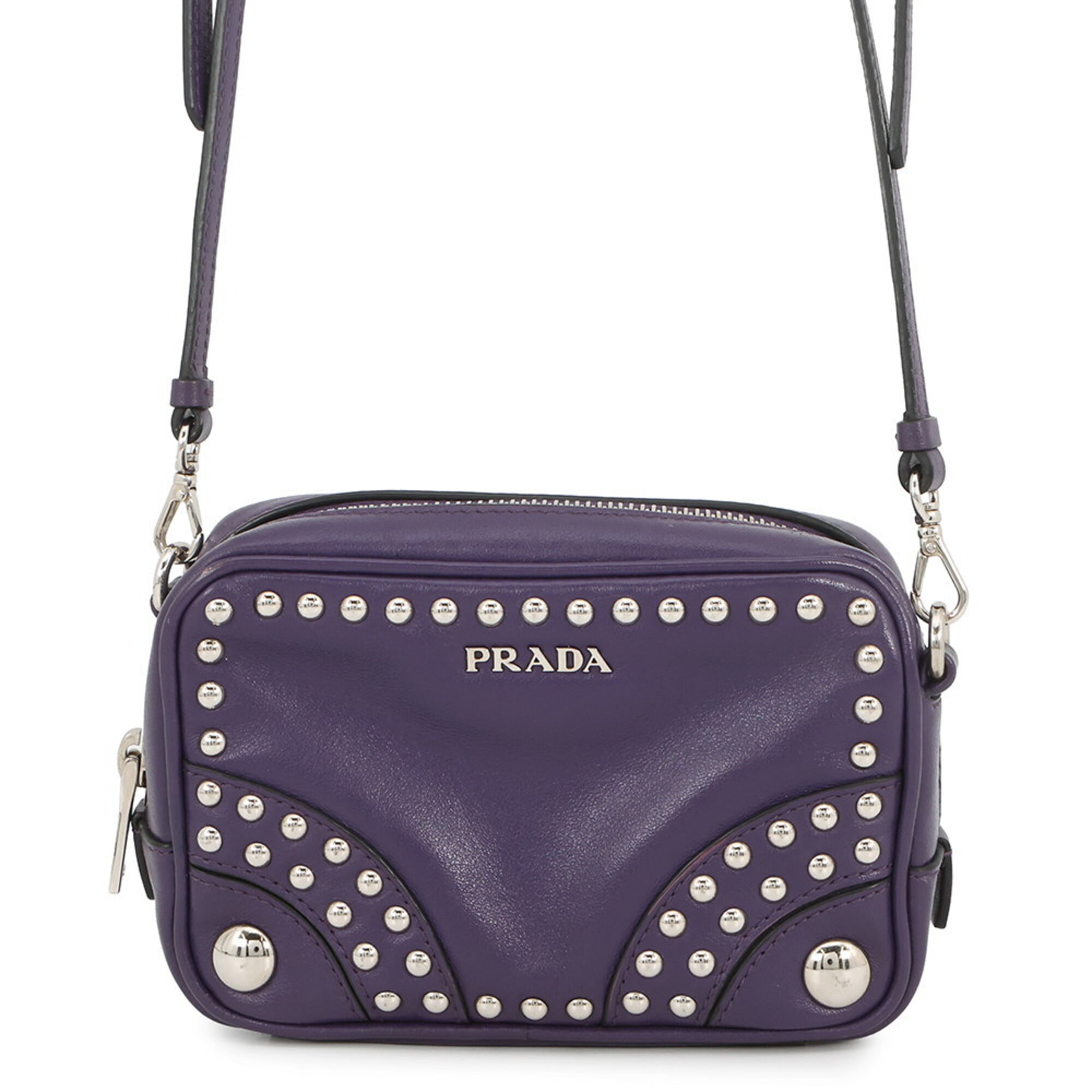 Prada Purple Leather Handbag Shoulder Bag (Pre-Owned)