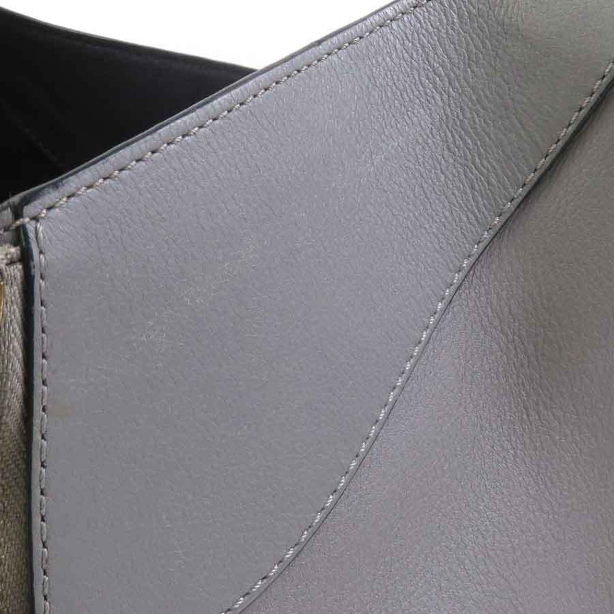 Loewe Black Gray Leather Handbag Shoulder Bag (Pre-Owned)