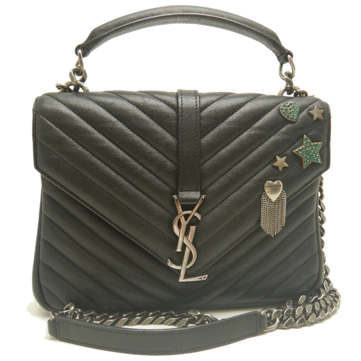Yves Saint Laurent Black Leather School Bag Shoulder Bag (Pre-Owned)