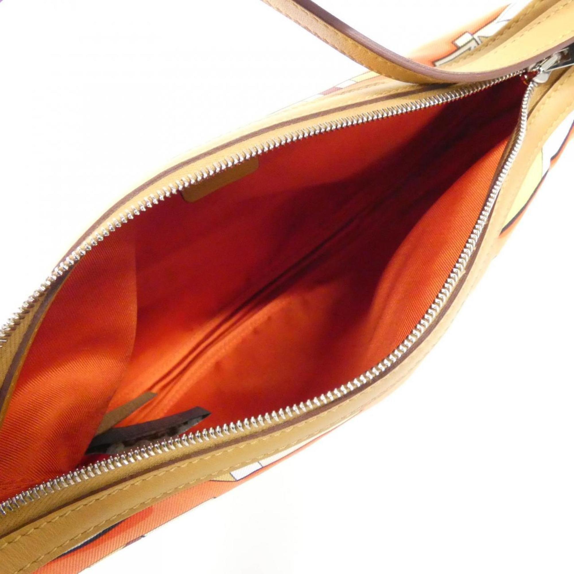 Hermes Orange Poppy Silk Swift Leather Pouch (Pre-Owned)