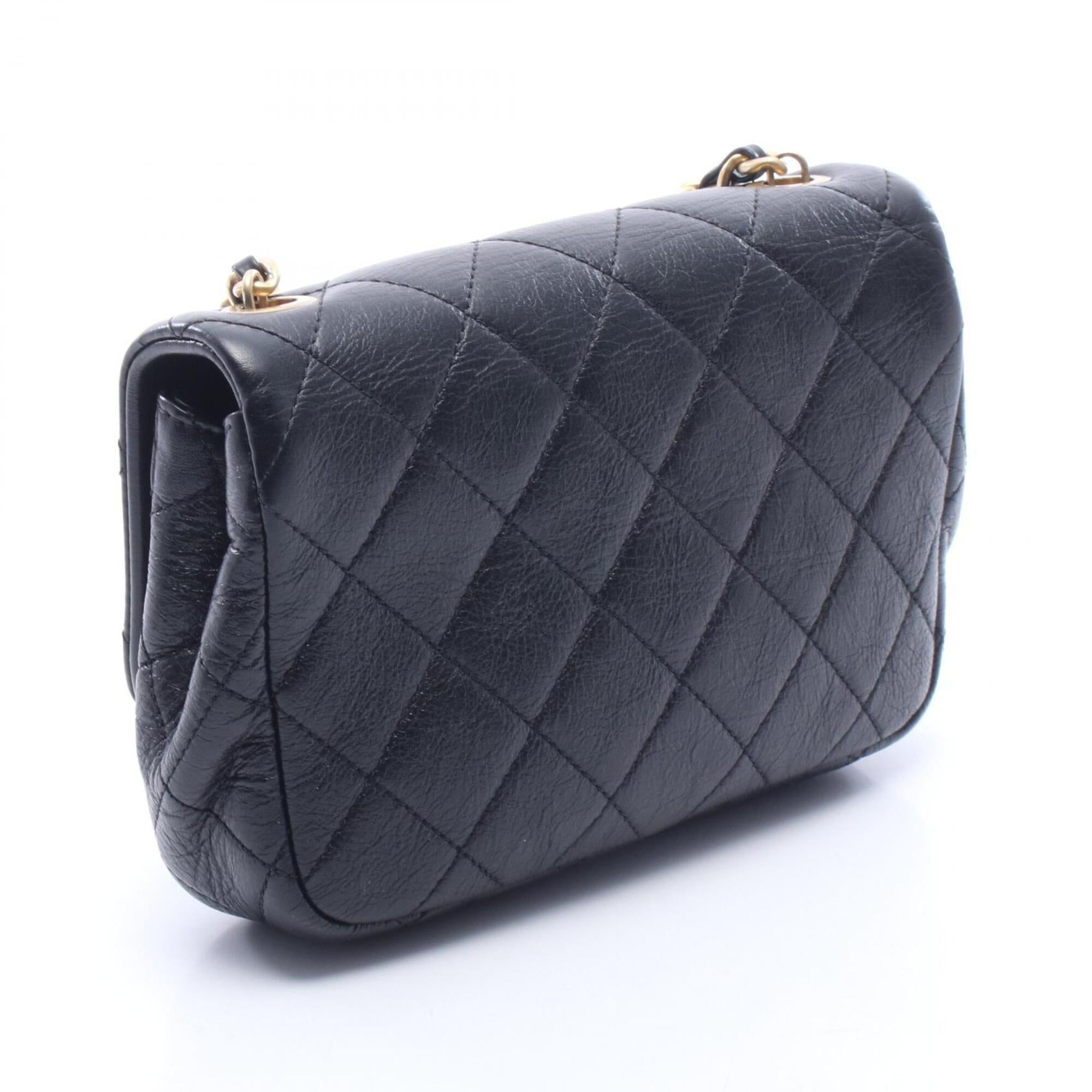Chanel Black Leather Handbag Shoulder Bag (Pre-Owned)