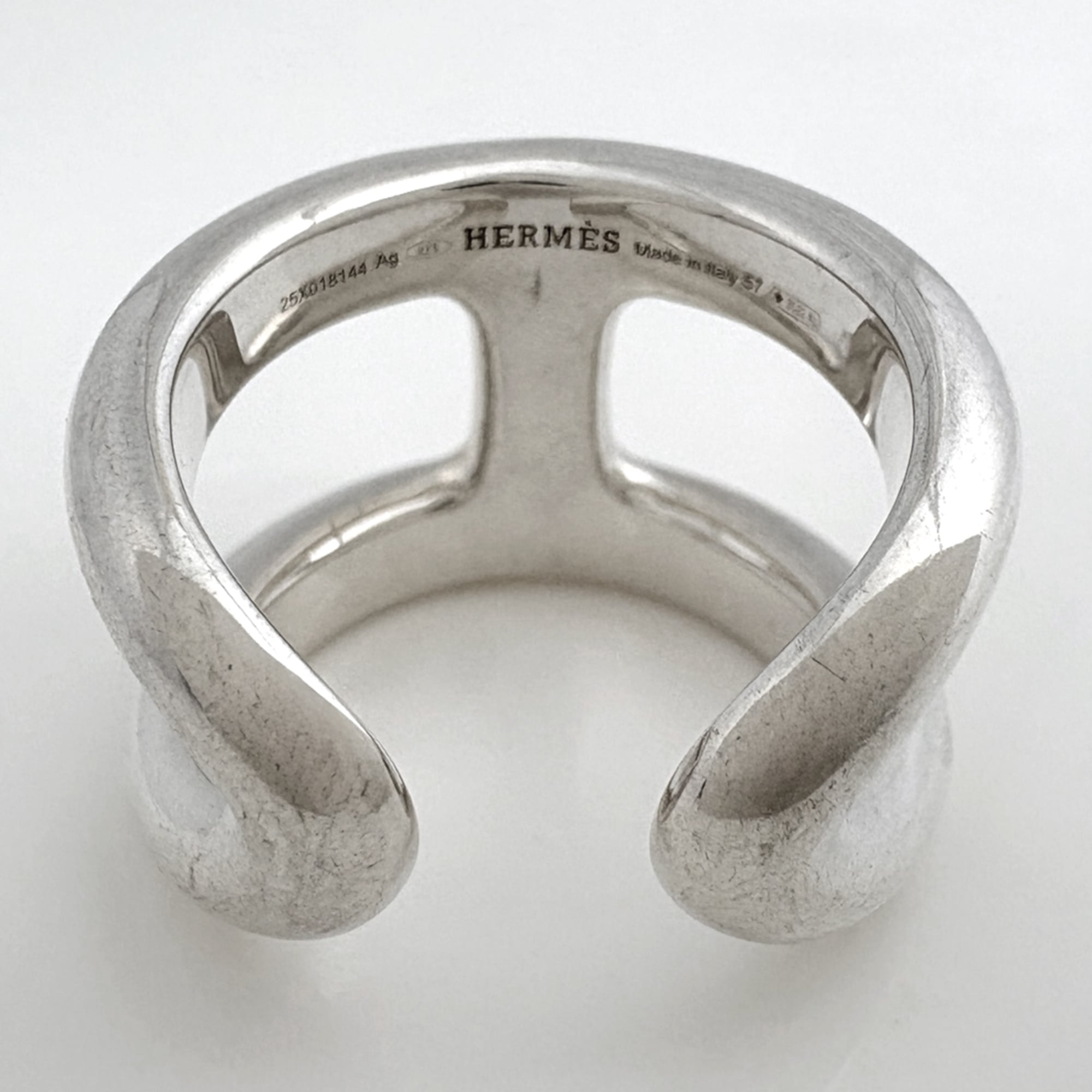 Hermes Silver Silver 925 Band Ring (Pre-Owned)