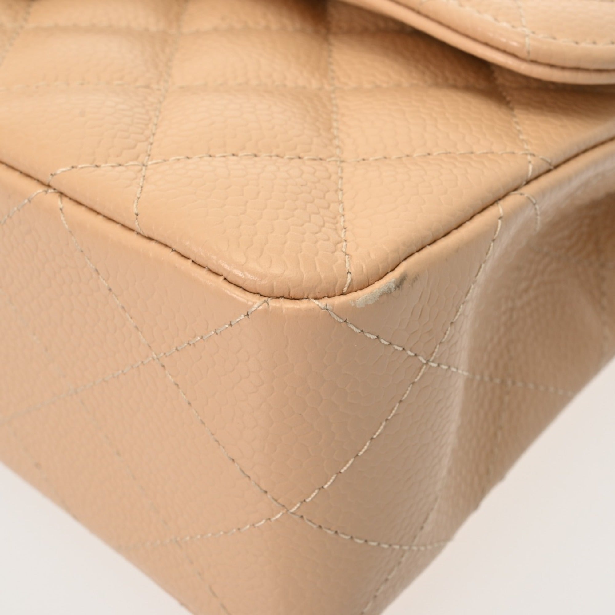 Chanel Beige Grained Calfskin Shoulder Bag (Pre-Owned)