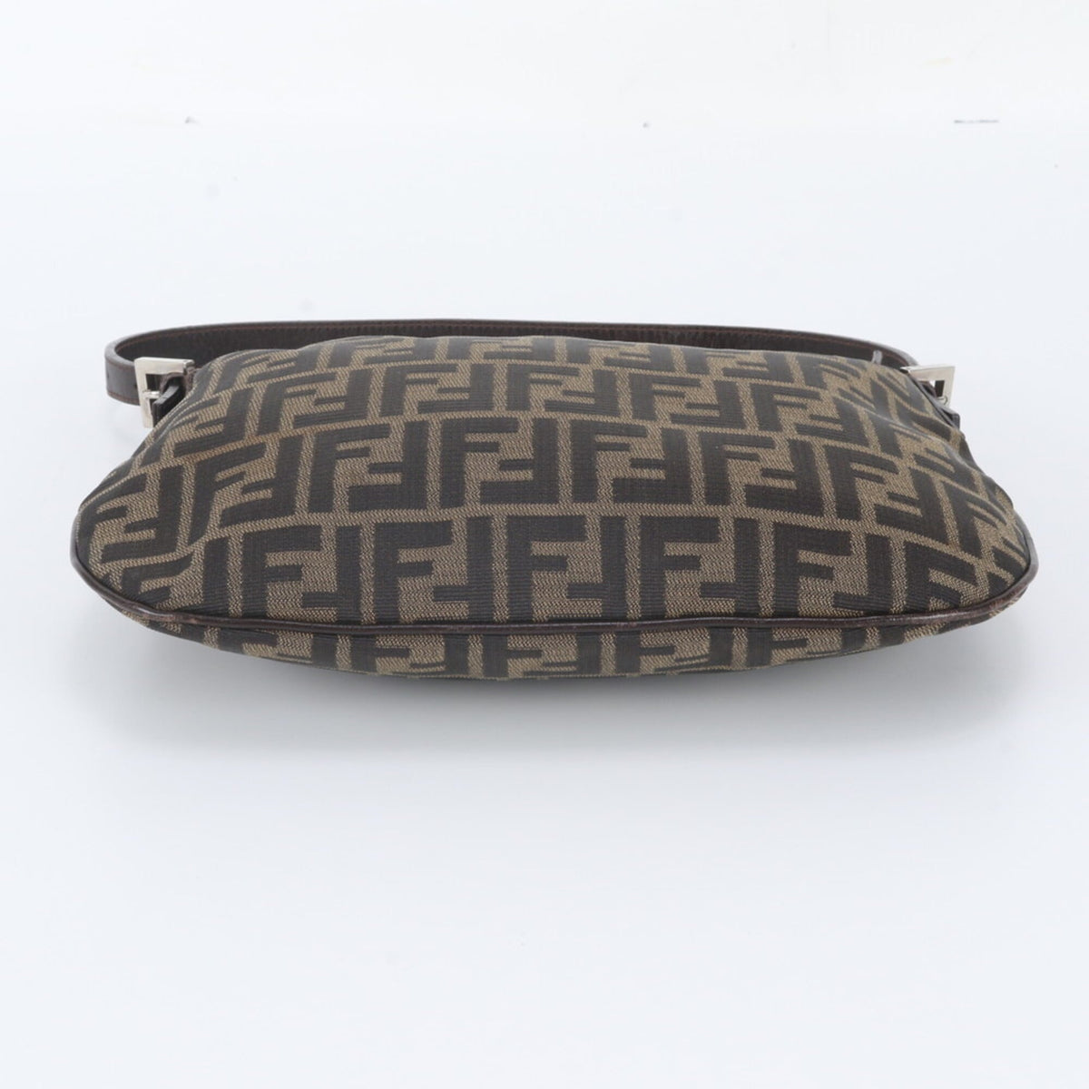 Fendi Brown Leather Canvas Handbag Shoulder Bag Tote Bag (Pre-Owned)