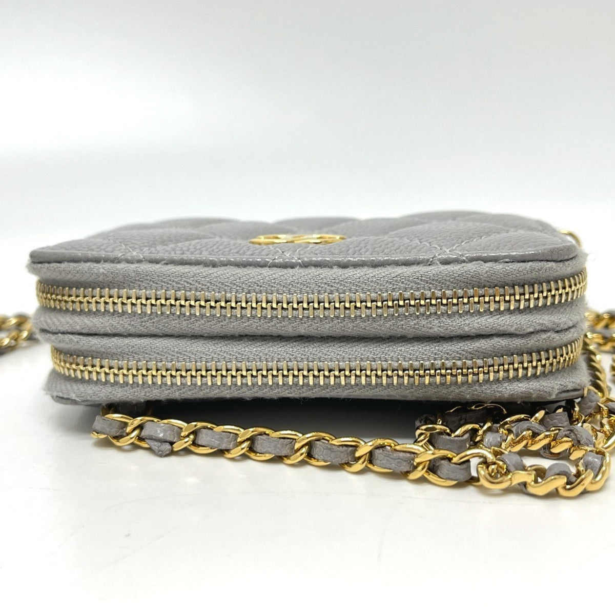 Chanel Gray Grained Calfskin Shoulder Bag (Pre-Owned)