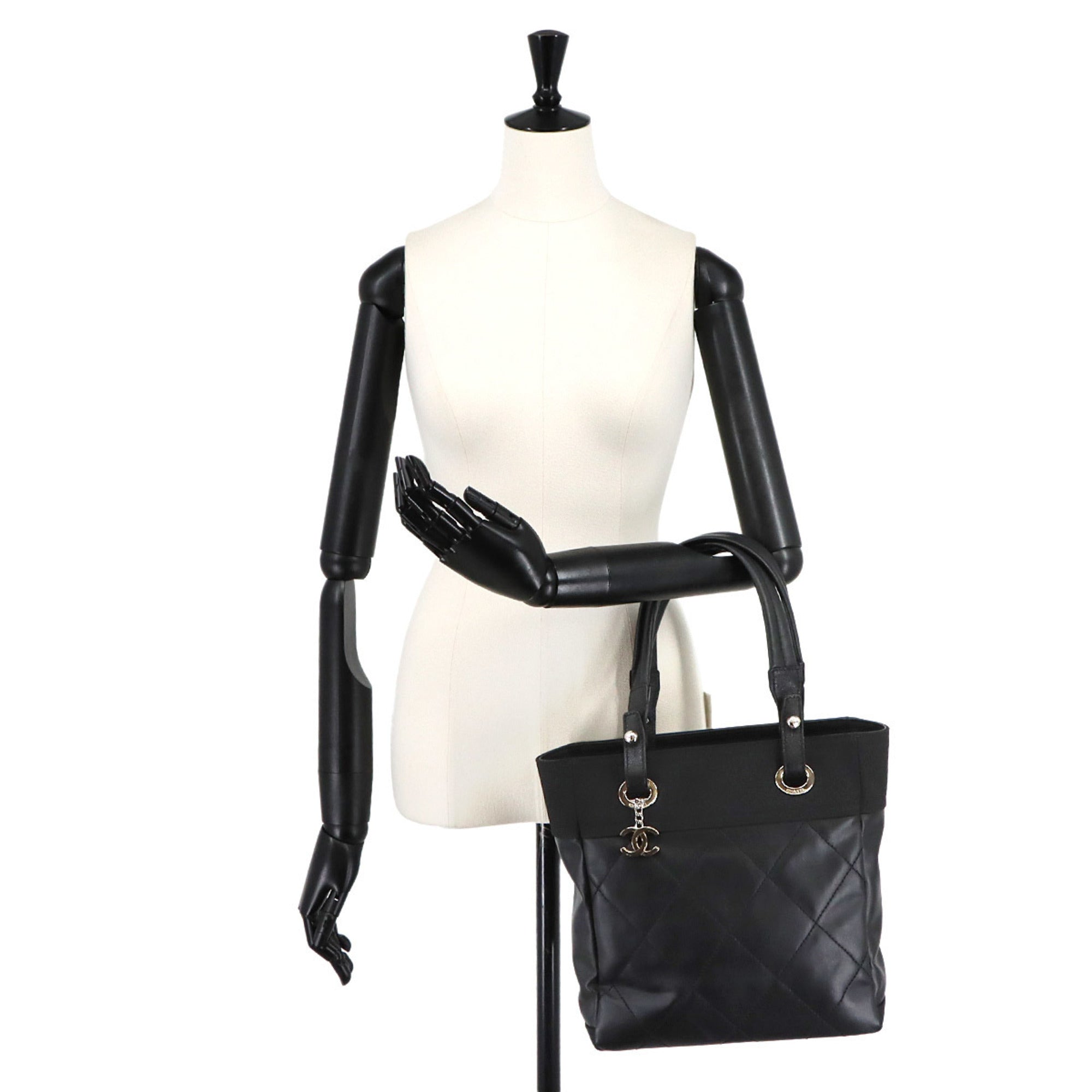 Chanel Black Nylon Pvc Leather Handbag Tote Bag (Pre-Owned)