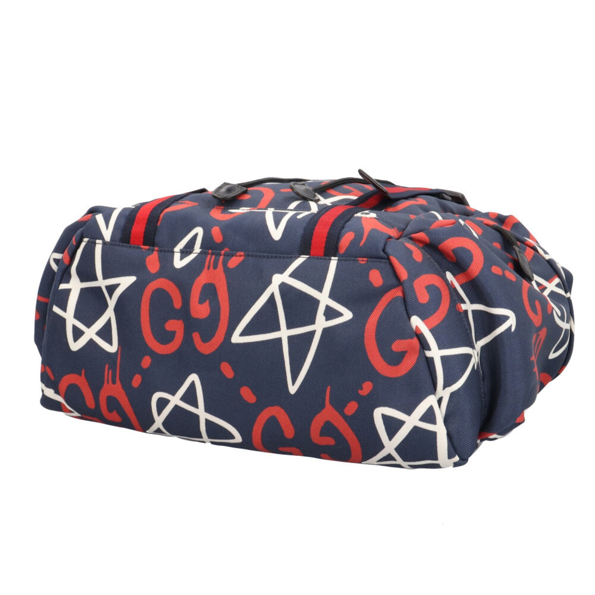 Gucci Navy Red Color White Nylon Backpack (Pre-Owned)