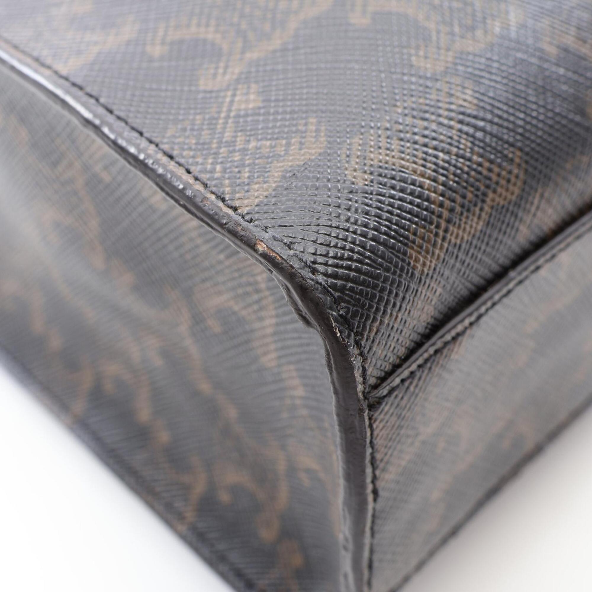 Celine Black Brown Coated Canvas Leather Handbag Tote Bag (Pre-Owned)
