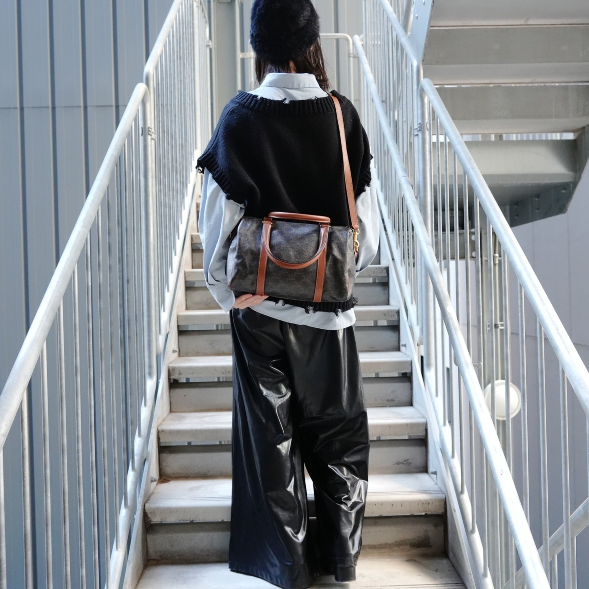 Celine Macadam Brown Pvc Boston Bag (Pre-Owned)