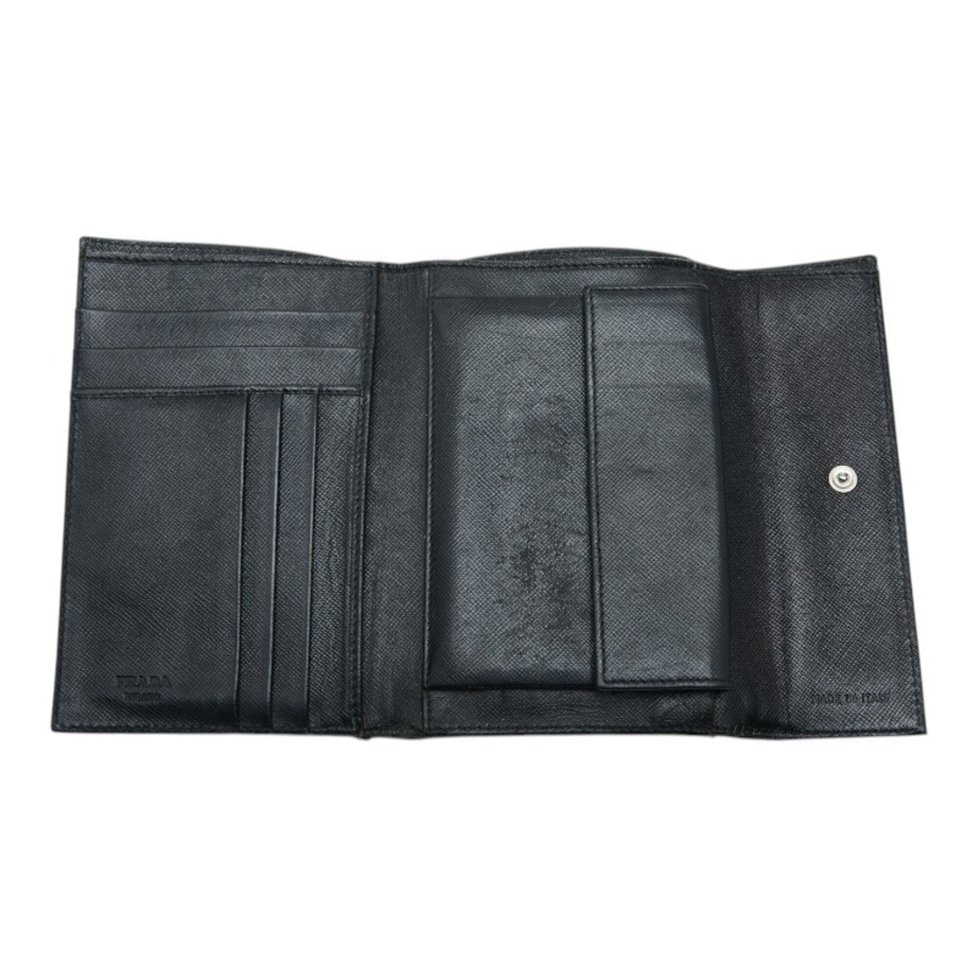 Prada Black Nylon Leather Wallet (Tri-Fold) (Pre-Owned)