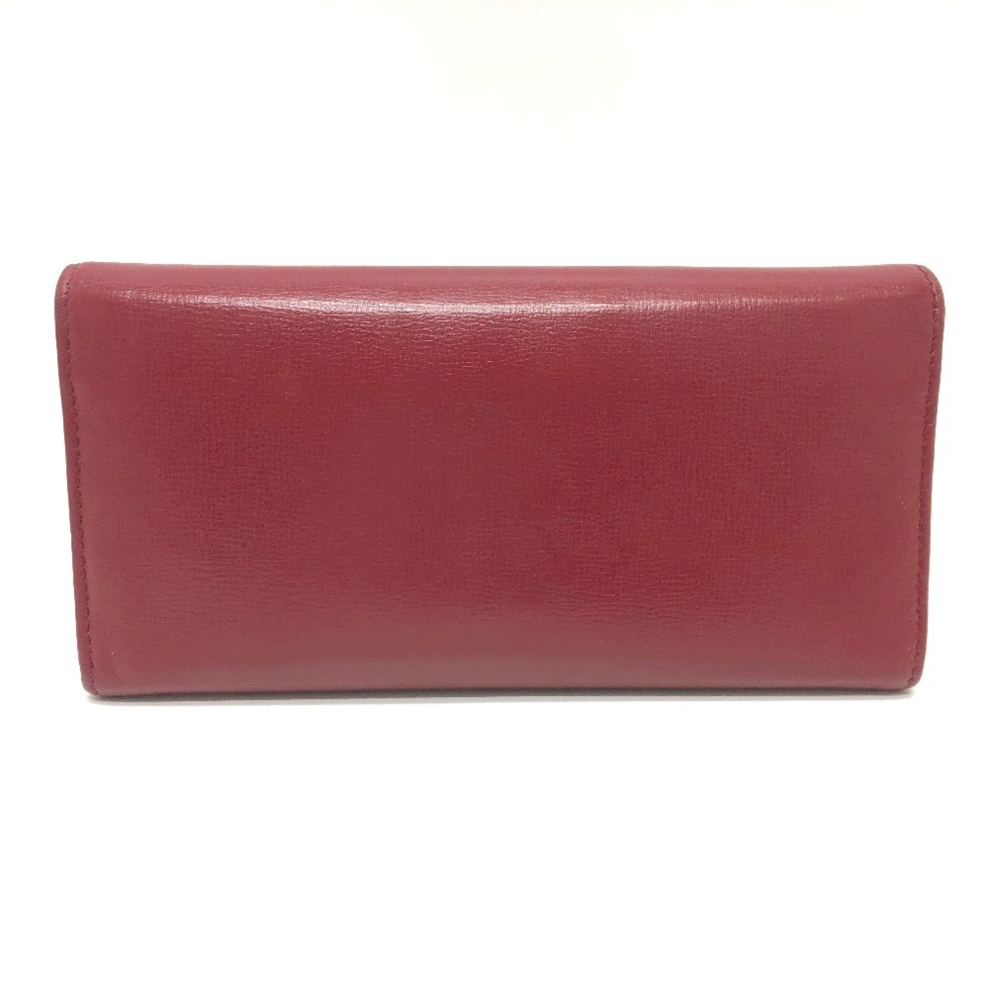 Gucci Red Color Leather Long Wallet (Bi-Fold) (Pre-Owned)