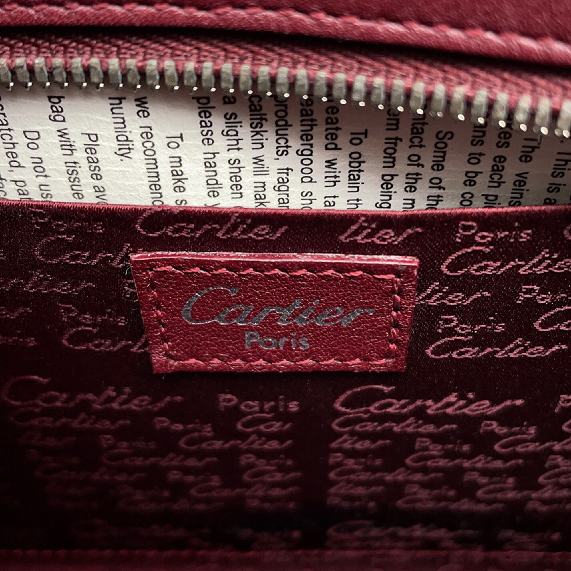 Cartier Cabochon Bordeaux Leather Handbag Shoulder Bag (Pre-Owned)