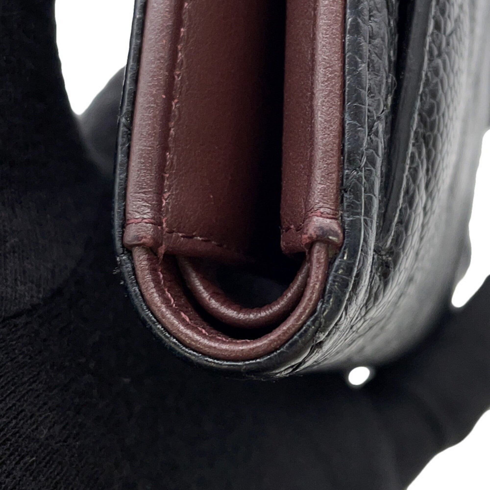 Chanel Black Grained Calfskin Wallet (Tri-Fold) (Pre-Owned)