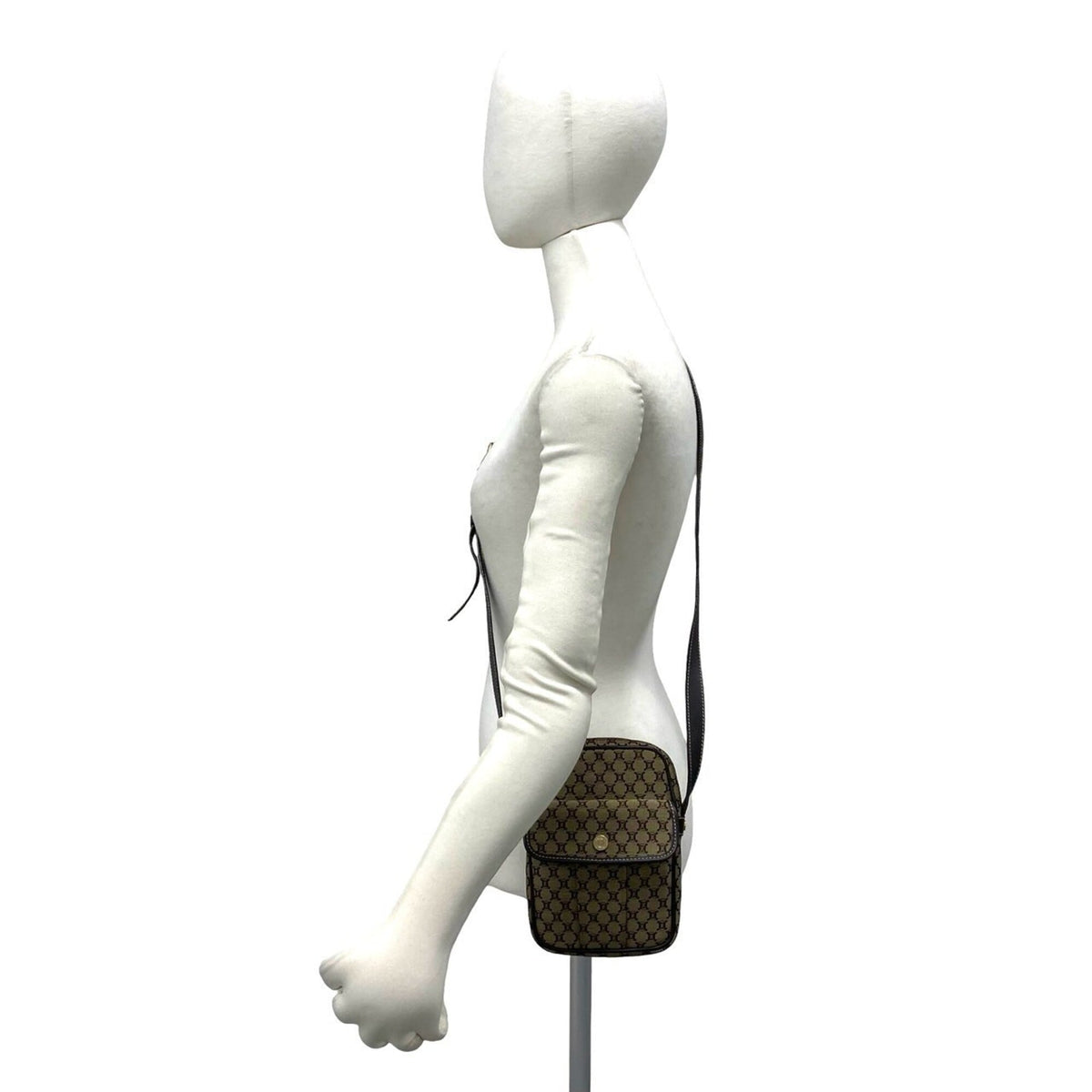 Celine Brown Canvas Leather Pochette Shoulder Bag (Pre-Owned)