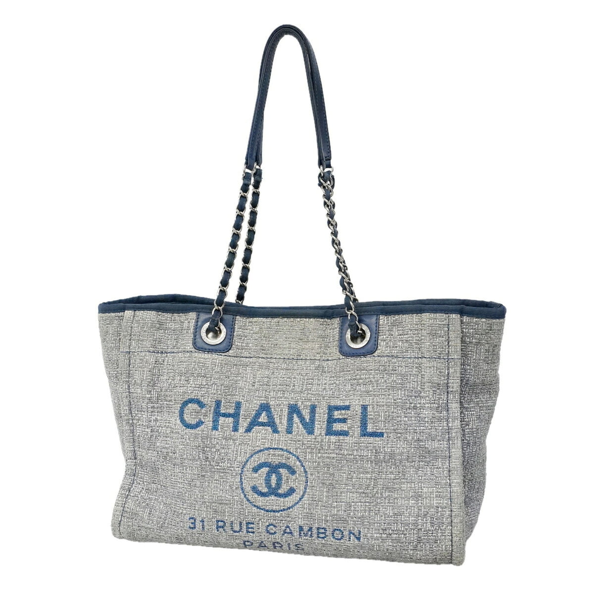 Chanel Navy Tweed Tote Bag (Pre-Owned)