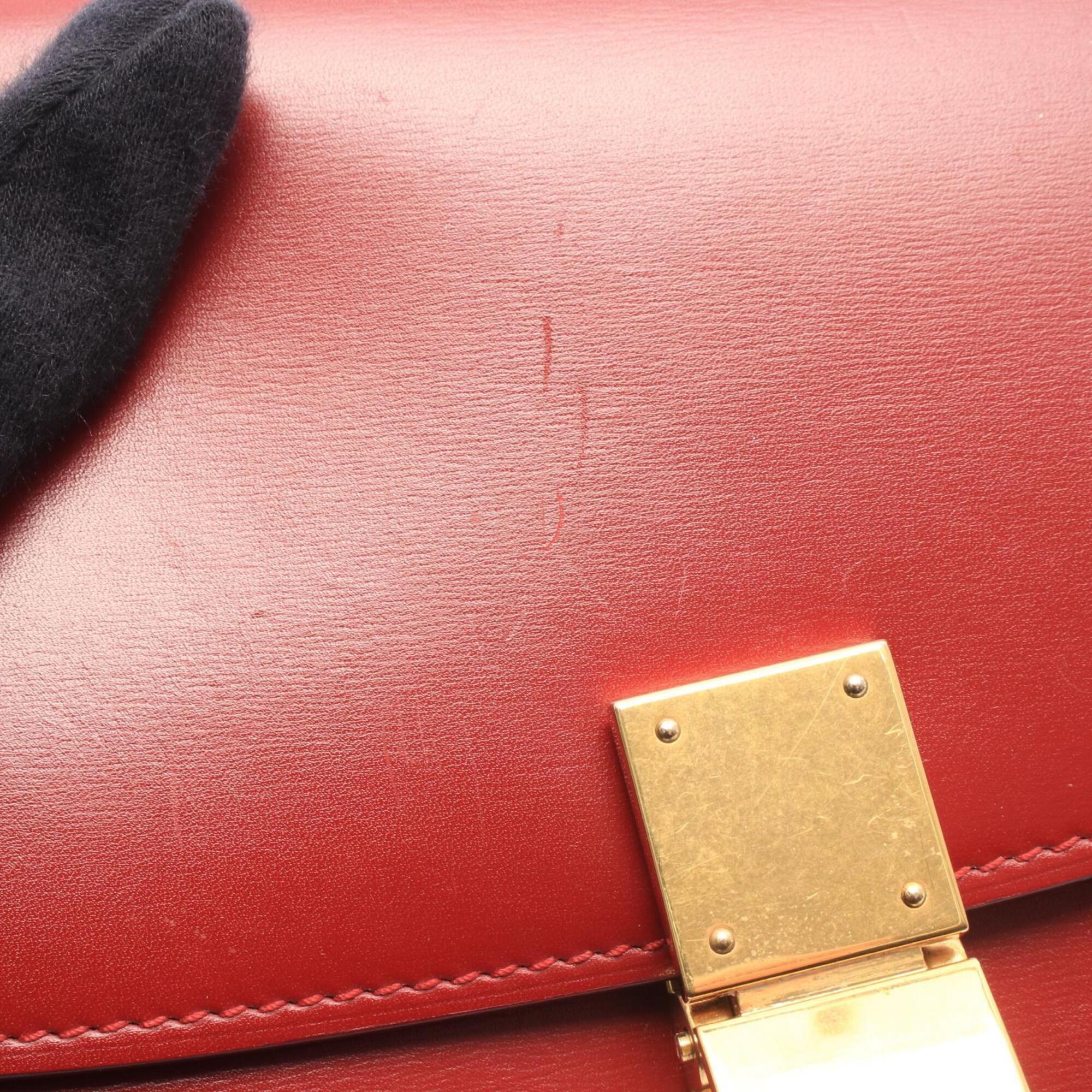 Celine Red Color Leather Handbag Shoulder Bag (Pre-Owned)