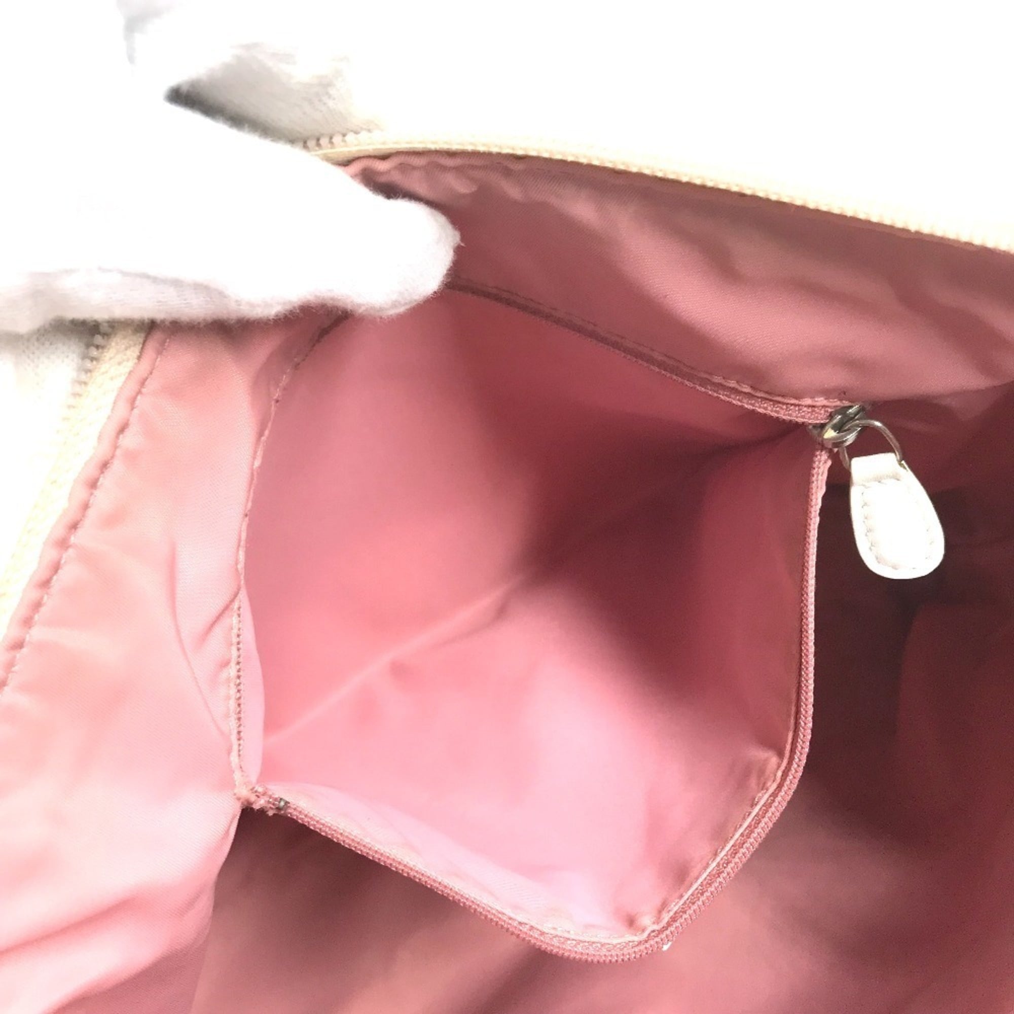 Christian Dior Pink White Yellow Leather Canvas Shoulder Bag (Pre-Owned)