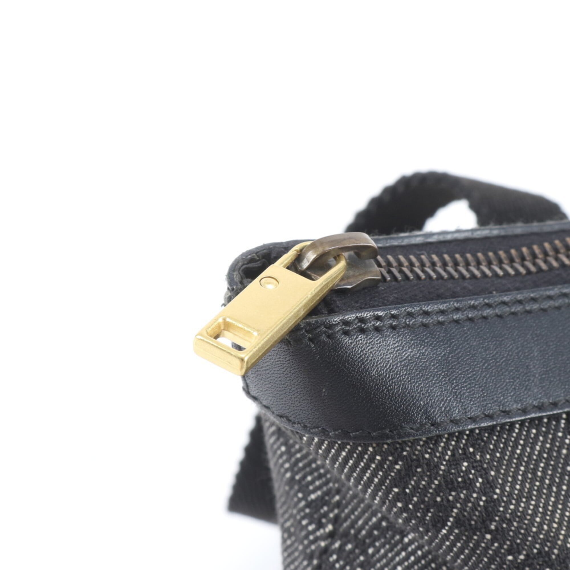 Gucci Black Leather Canvas Handbag Shoulder Bag Tote Bag (Pre-Owned)