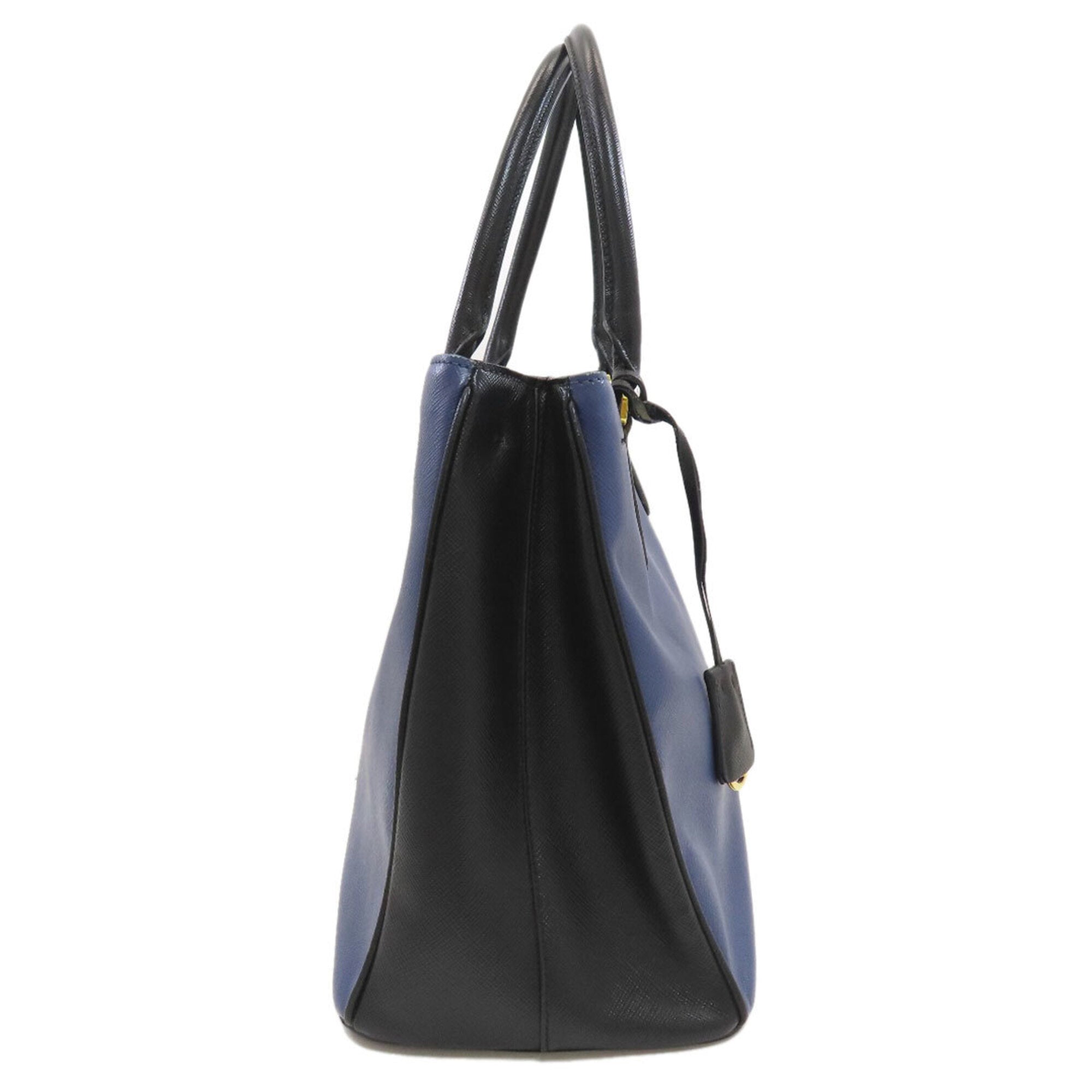 Prada Saffiano Black Blue Saffiano Tote Bag (Pre-Owned)