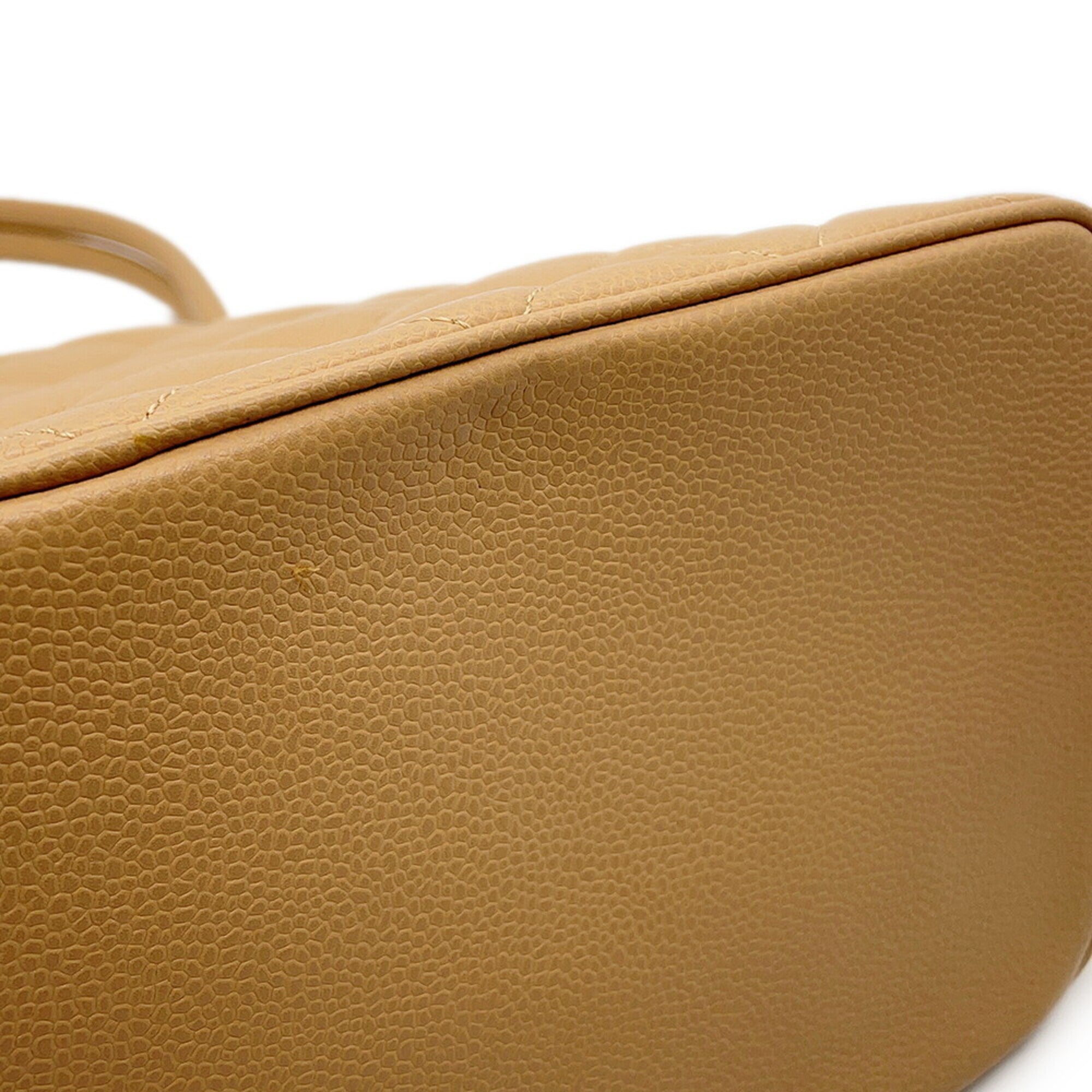 Chanel Beige Grained Calfskin Handbag Tote Bag (Pre-Owned)