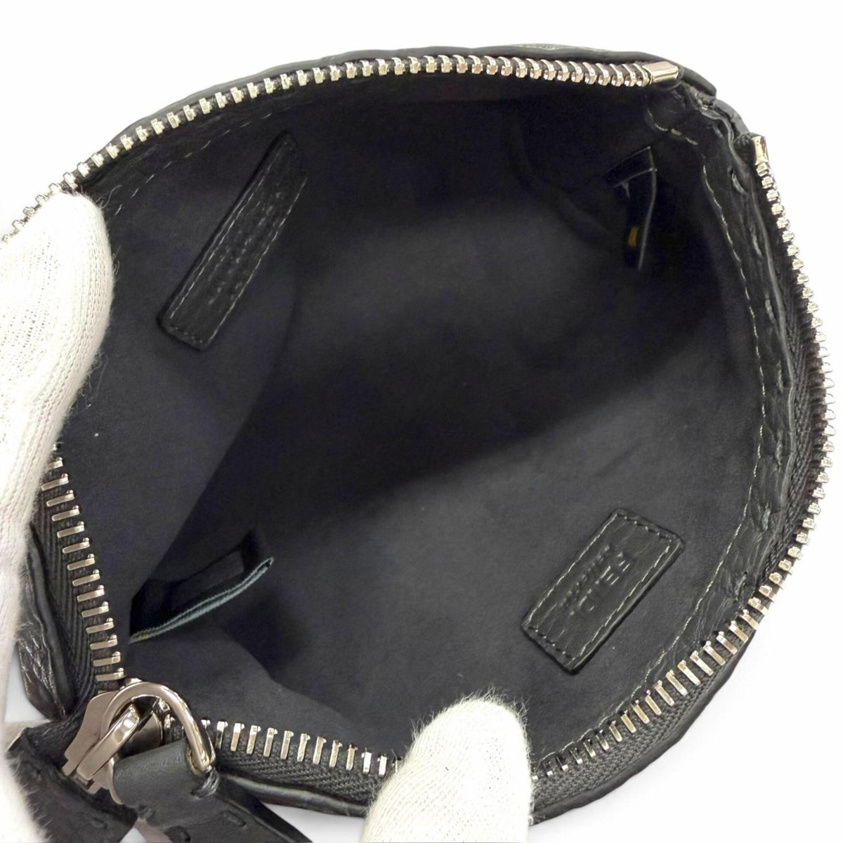 Fendi Dark Gray Leather Pouch (Pre-Owned)